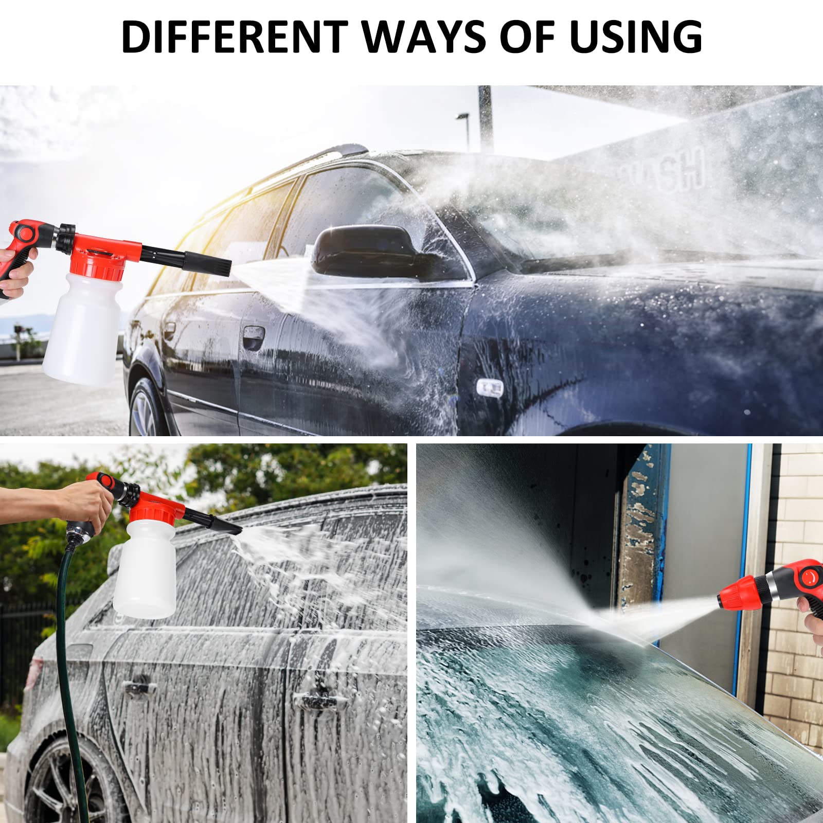 Autodeco 33Pcs Car Wash Detailing Kit Cleaning Kits With Foam Gun Sprayer Brush Large Wash Mitt Towels Complete Interior Exterio