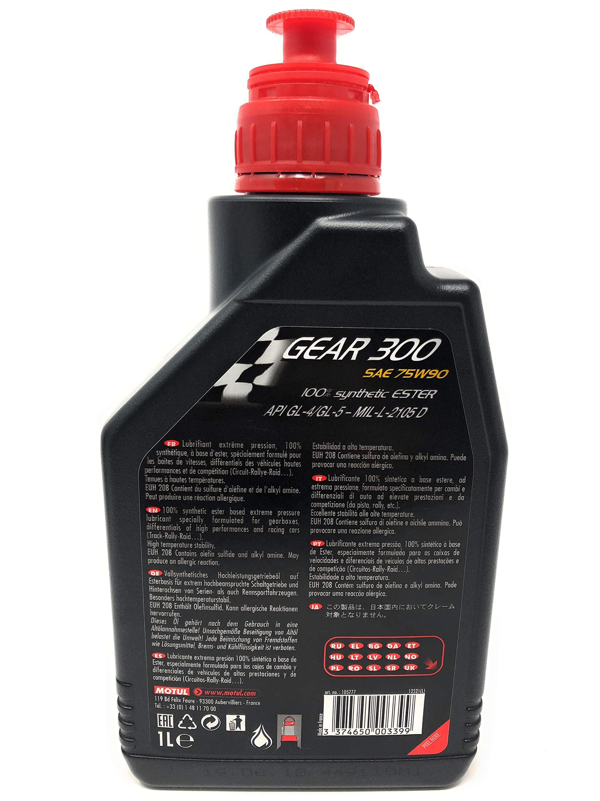 Motul 105777 Gear 300 75W90 100% Synthetic Gear Tans Diff Oil (2 Liter) 2 Pack
