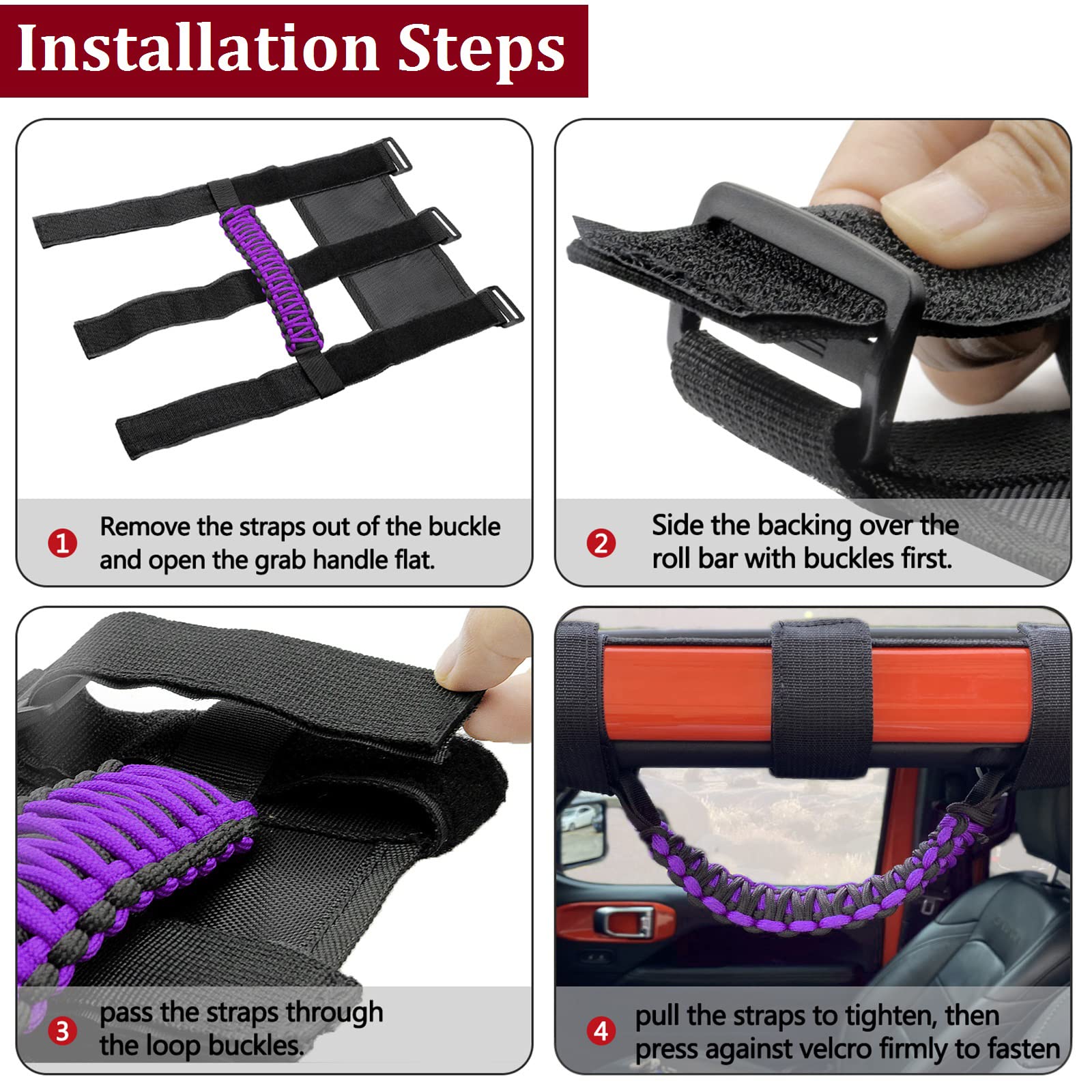 For Jeep Wrangler Accessories Roll Bar Grab Grip Handle Trim For Jeep Wrangler Yj Tj Jk Jku Jl Jlu 1955-2023 Gladiator Jt Utv &