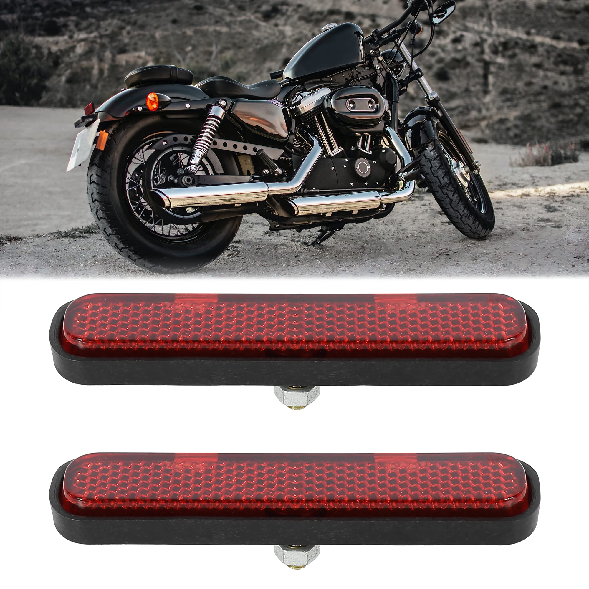 F Fierce Cycle Pair M5 Or M6 Red Oval Universal Screw Mount Reflective Warning Reflector For Motorcycle Bike