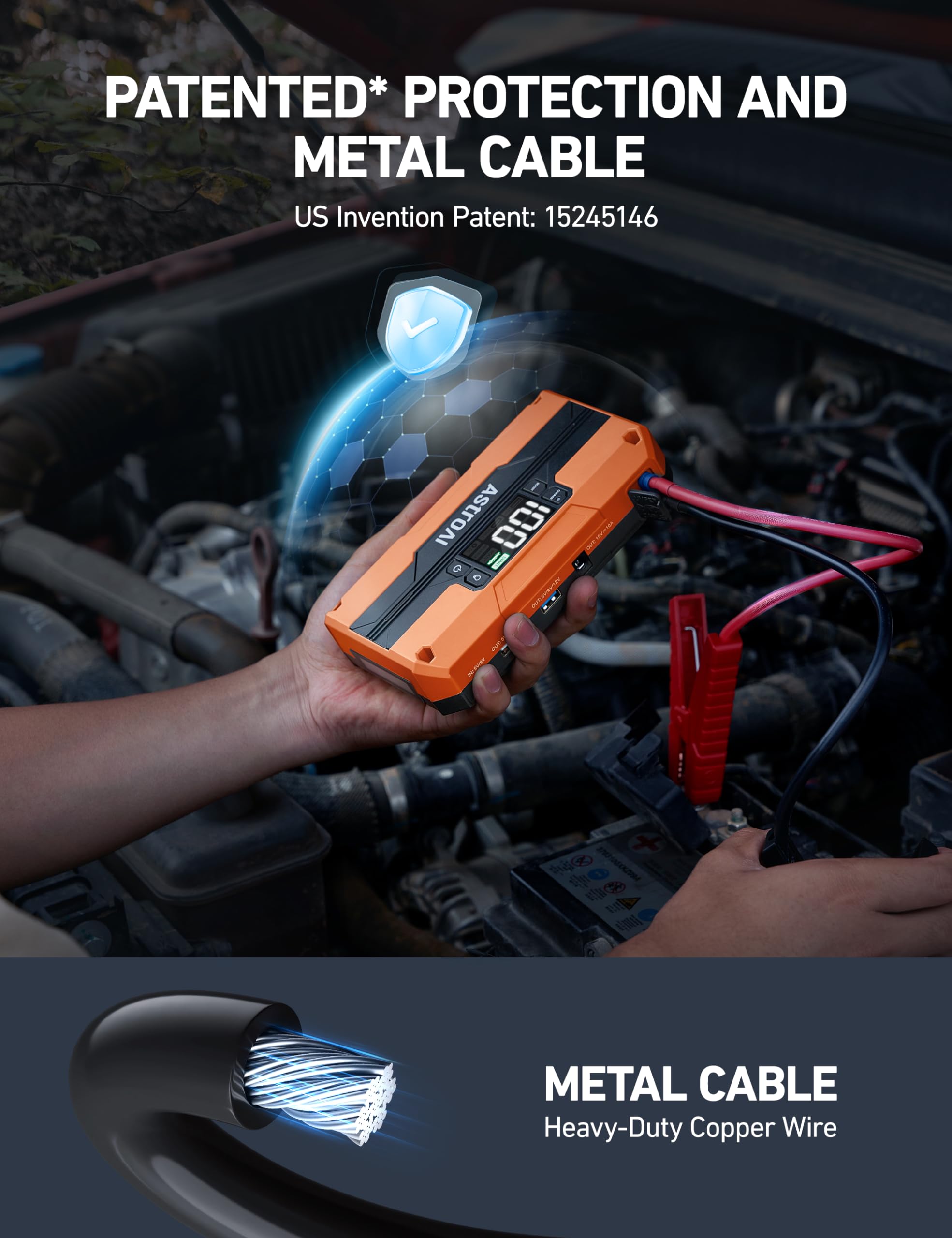 Astroai T8 Car Jump Starter, 2500A 8-In-1 Jump Box For Car Battery, Up To 8.0L Gas & 5.0L Diesel Engine, 15200Mah Qc 3.0 Power B
