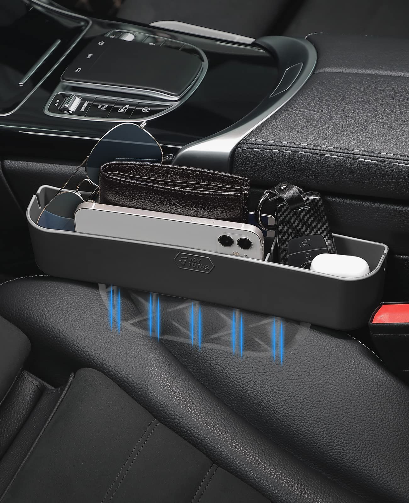 Joytutus 2 Pack Black Car Seat Gap Filler Organizer, Silicone Console Storage Box For Car Gap Organizer Filler Front Seat, Unive