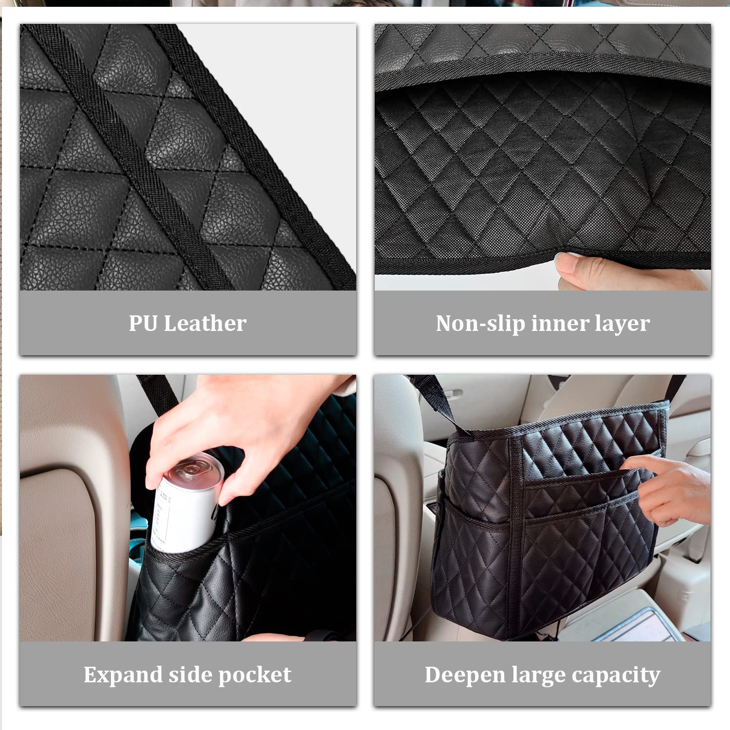 Seametal Car Purse Holder Between Seats,Car Handbag Holder For Front Seat,Between Seat Purse Holder Pu Leather (8 Pockets)