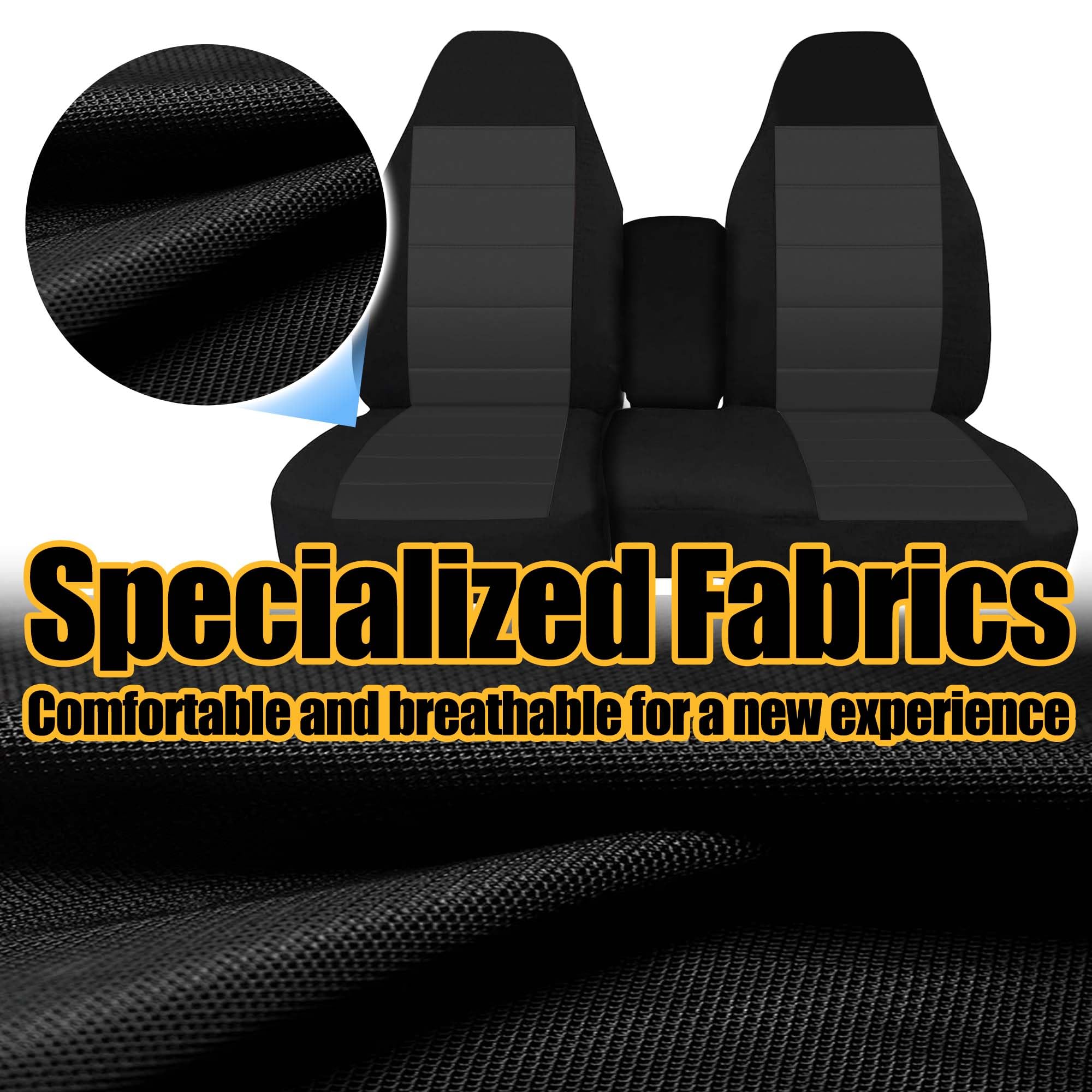 Fioqe 60/40 Split Bench Seat Covers for Chevy Colorado/GMC Canyon, Black with Console, Model X-1