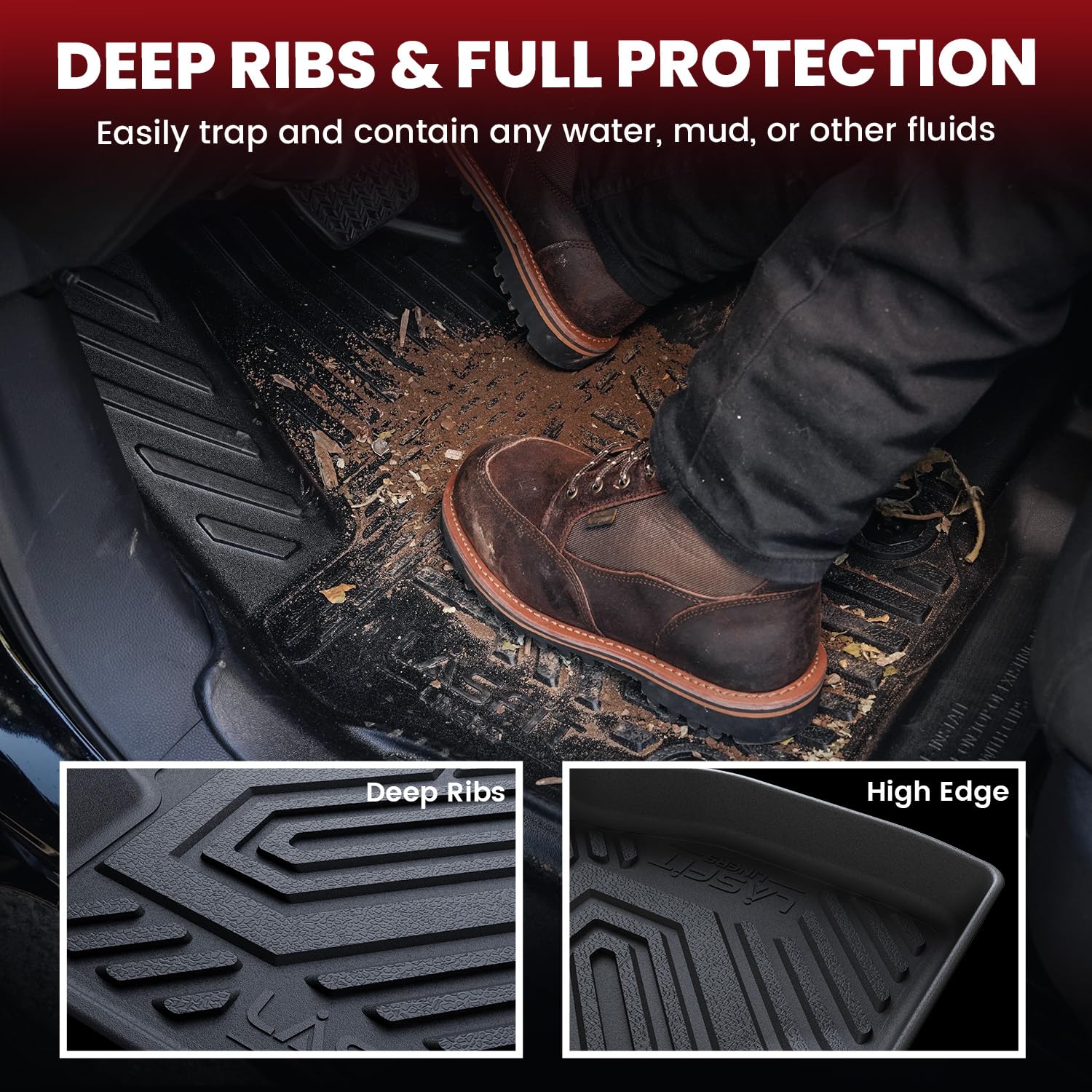 Lasfit Floor Mats & Cargo Mat For Nissan Kicks 2018-2024 & 2025 Kicks Play, All Weather Tpe Custom Fit Easy Clean Durable No-Cur