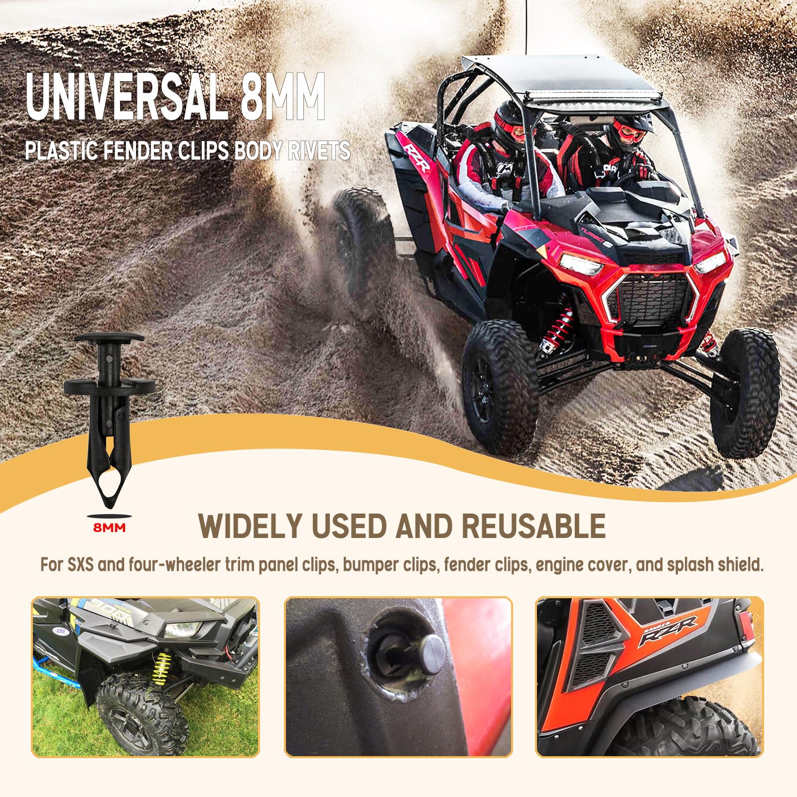 UNIGT 150pcs ATV UTV Body Fastener Rivets Push Pin Compatible with Can Am 293150089 Polaris 7661855 RZR Ranger Suzuki Kawasaki R