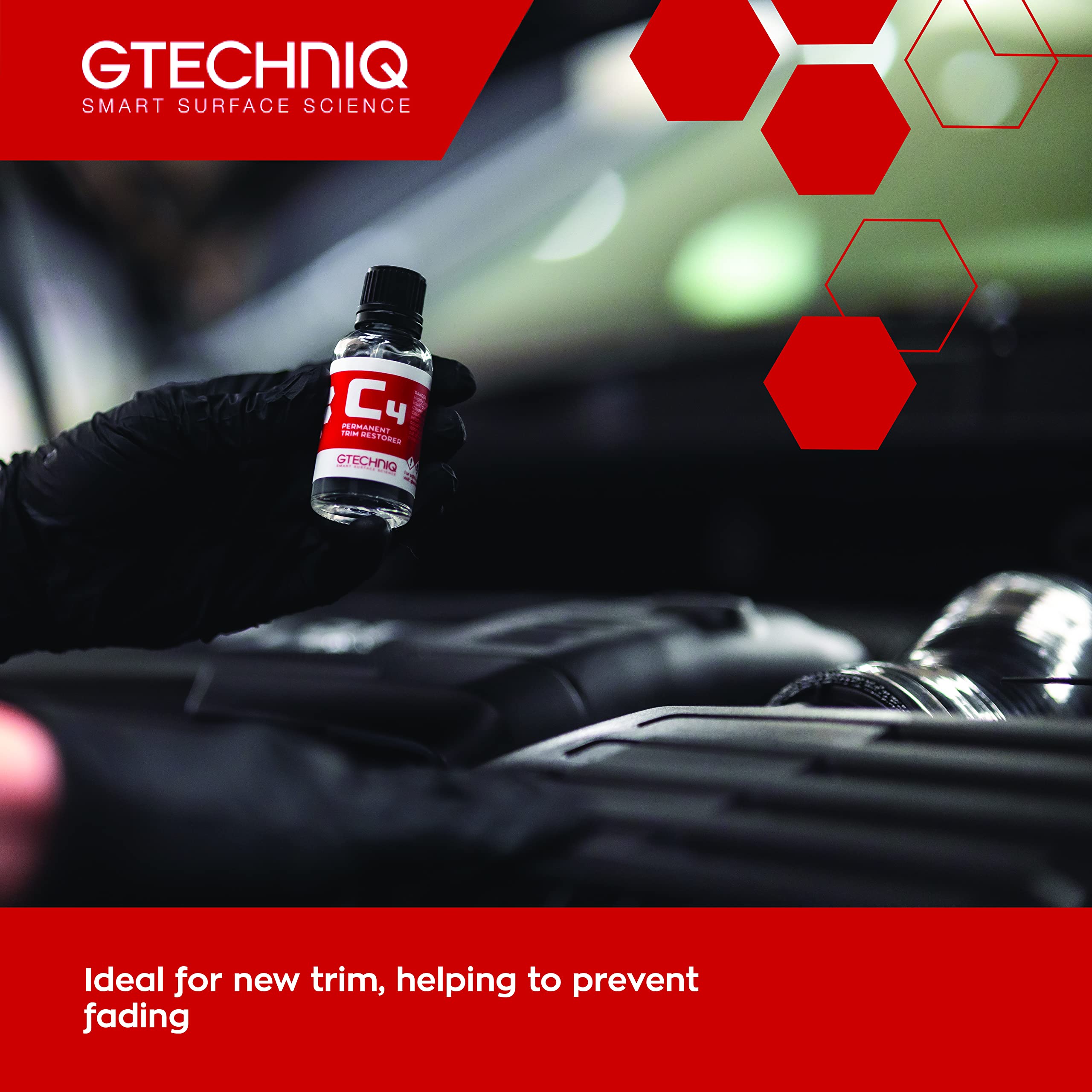 Gtechniq C4 Permanent Trim Restorer - 15ml, Restores Faded Trim, Durable Protective Coating, Optically Clear Film, Lasts Up to 2 Years