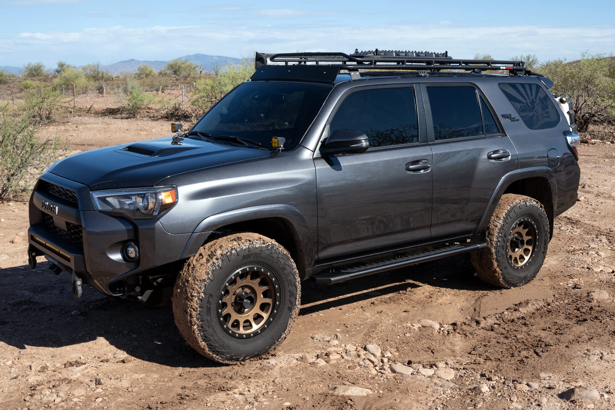 Raptor Series Running Boards Steps 5In Oem Style Full Tread Black Aluminum For 2010-2024 4Runner Without Lower Door Cladding/Tri