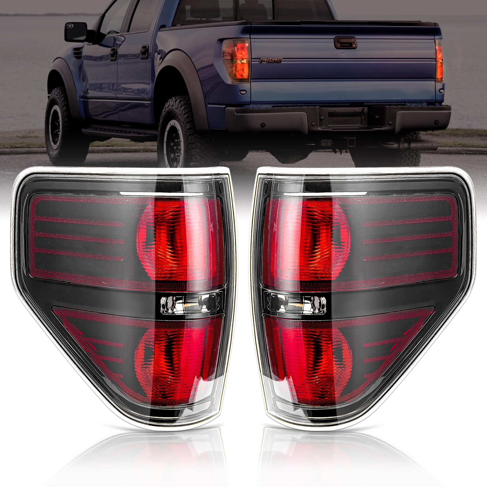 F150 Tail Llights Assembly Pair, F150 Tail Light Housing For 2014 2013 2012 2011 2010 2009 Ford F150 Passenger And Driver Side,