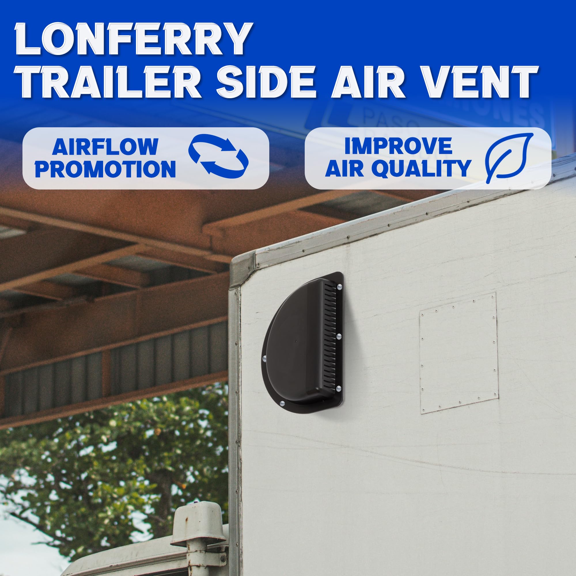 Lonffery RV Vent Covers - Black Plastic Side Air Vents, 2Pack, Model AirVent-2 for Trailer, ATV, Cycle, Truck, Cargo, Work Trailers