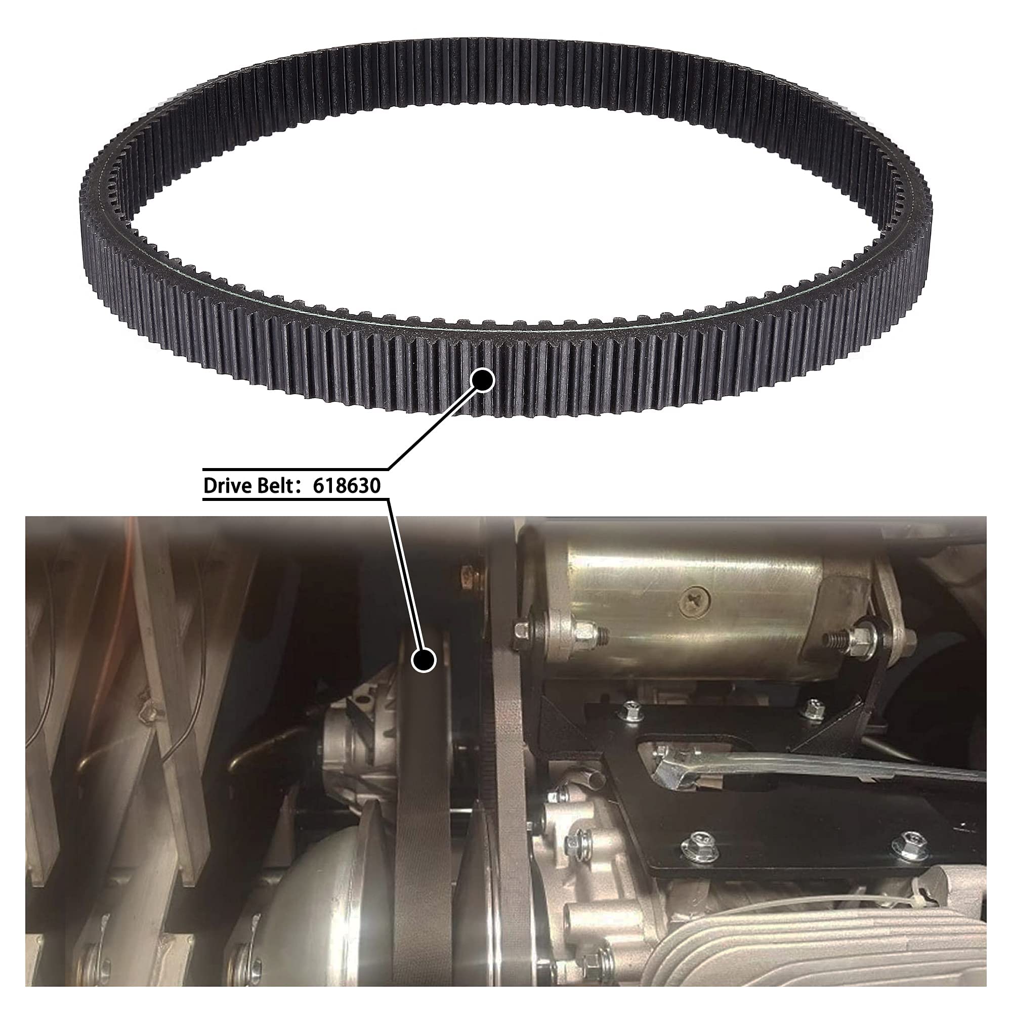 10L0L Drive Belt for EZGO RXV Gas Golf Cart 2011+, 13HP Kawasaki Engine, Aramid, Black