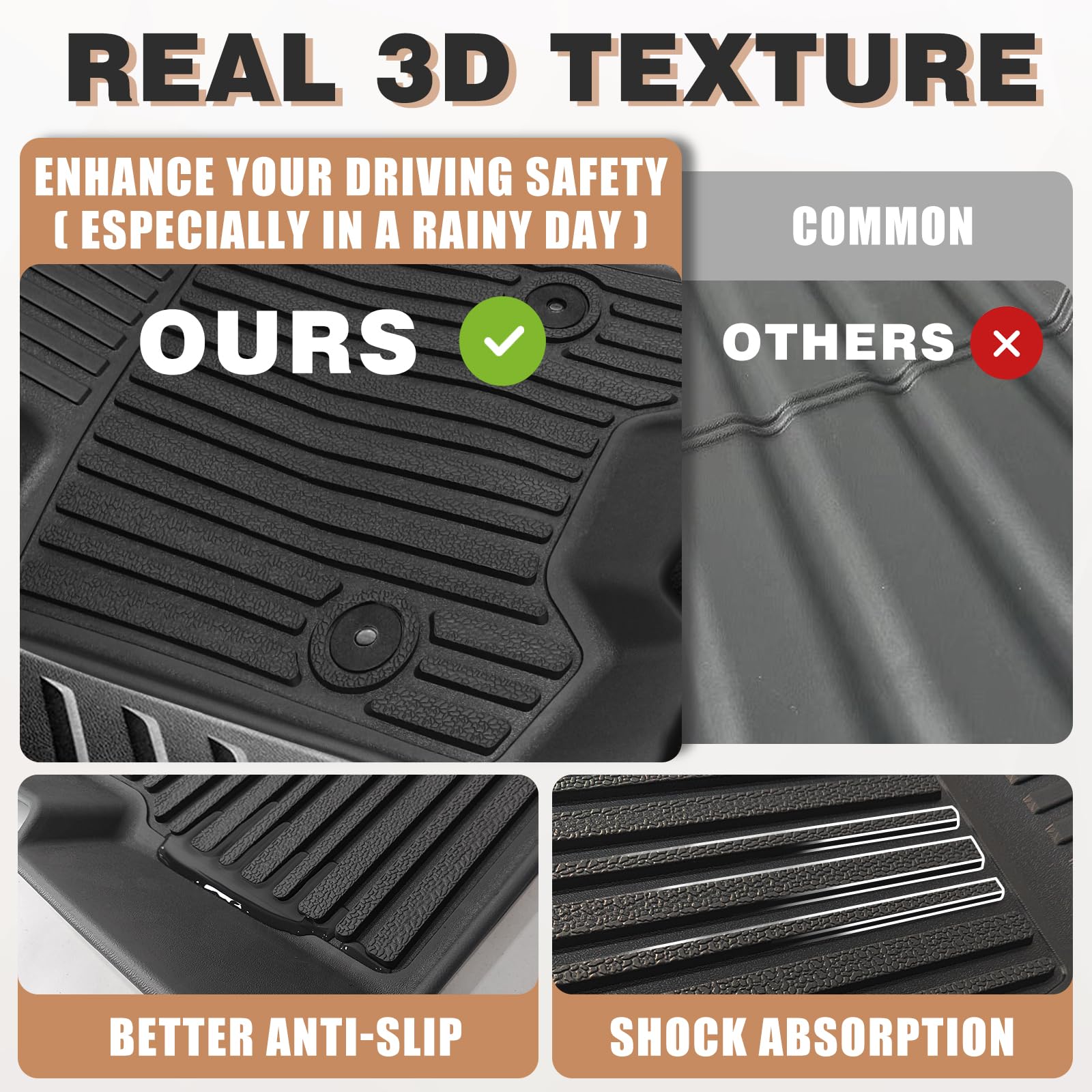 Triplealiners For 2025 2024 2023 Colorado & Canyon Floor Mats Crew Cab 1St & 2Nd Row All Weather Tpe Material Front Rear Full Se