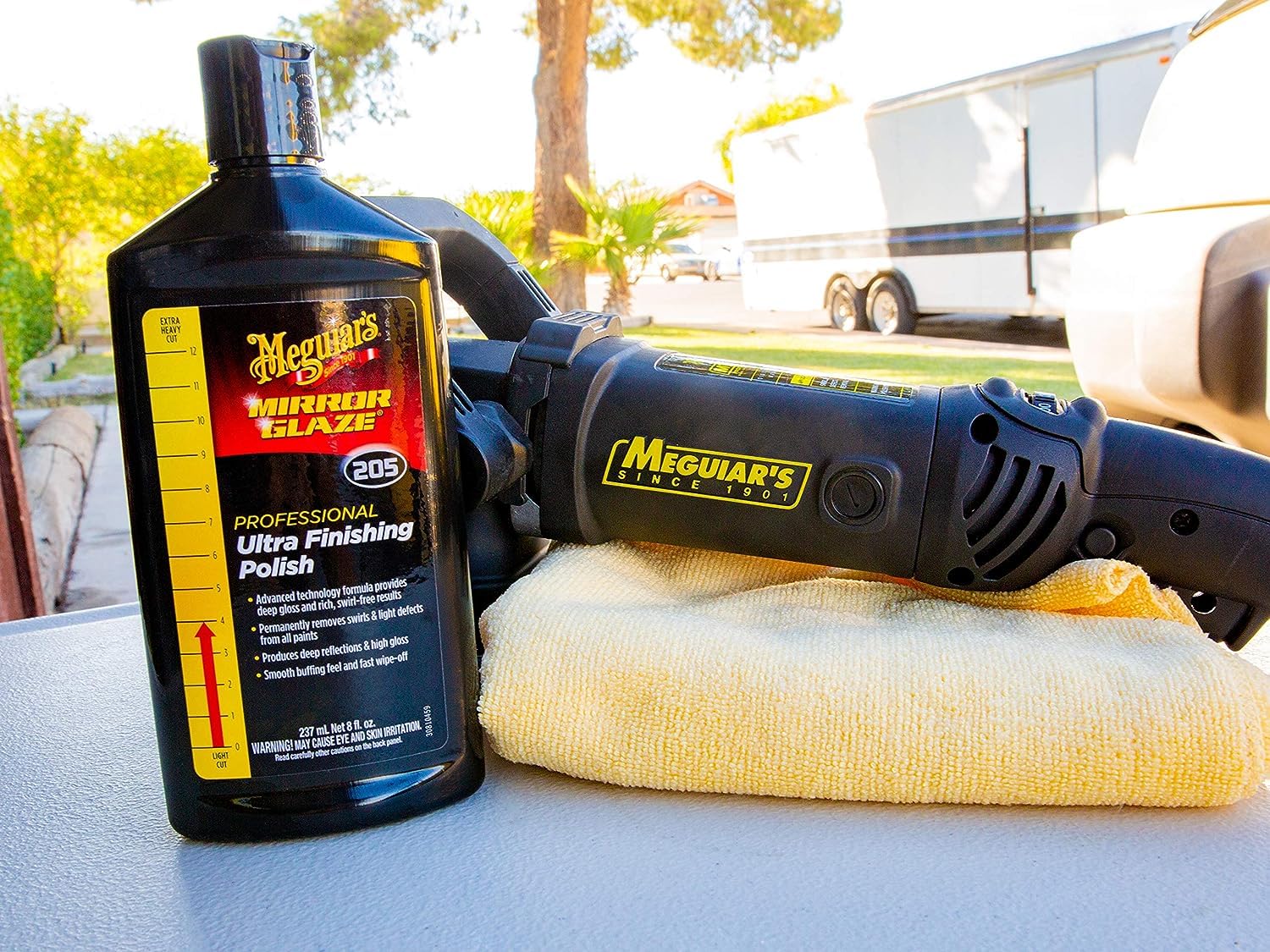 Meguiar's M205 Ultra Finishing Polish - 8 Oz, Easy-to-Use Formula, Removes Defects & Swirls for High Gloss, Factory Color