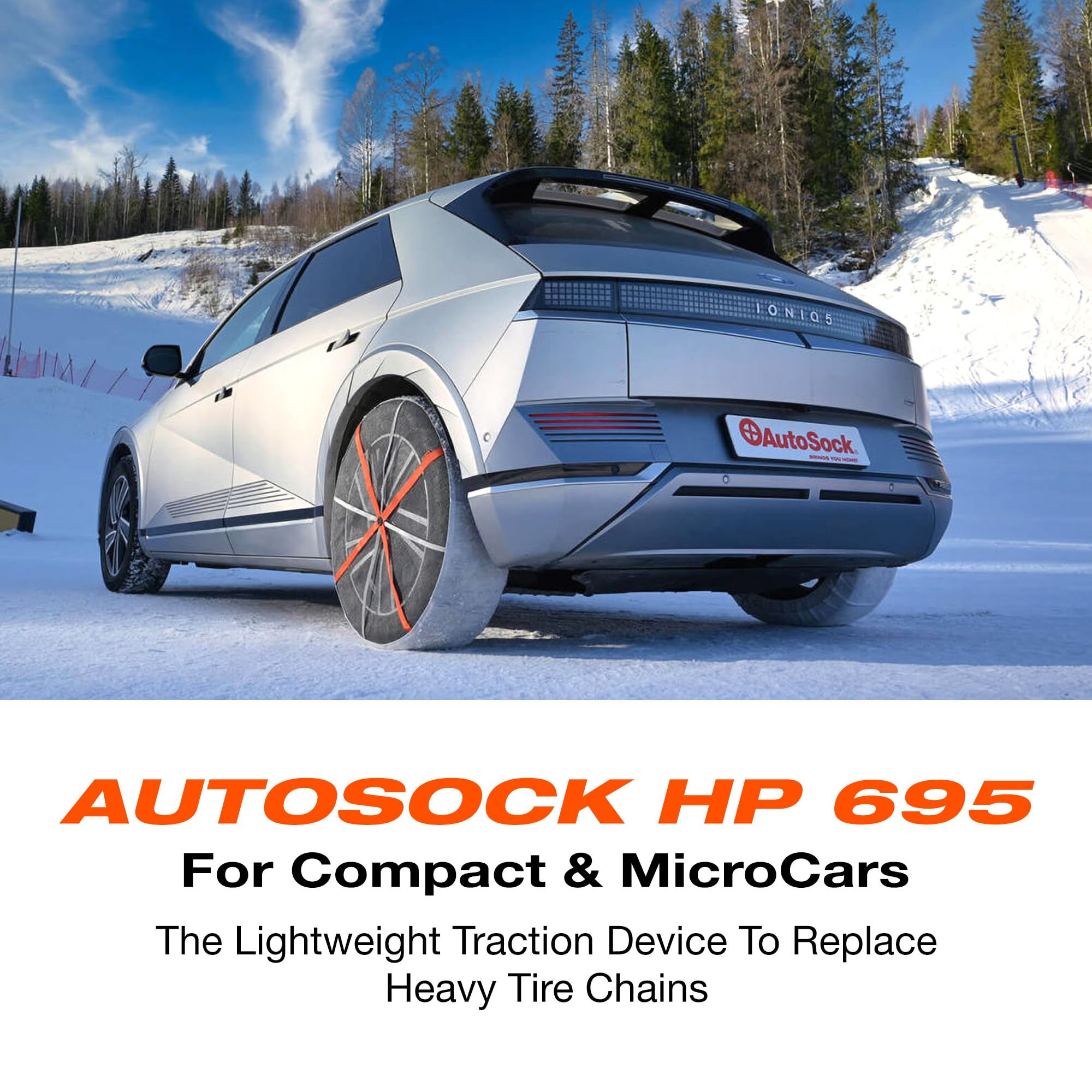 AUTOSOCK Snow Socks for Tires, HP695, Polyester, Pack of 2, Suitable for Passenger Vehicles