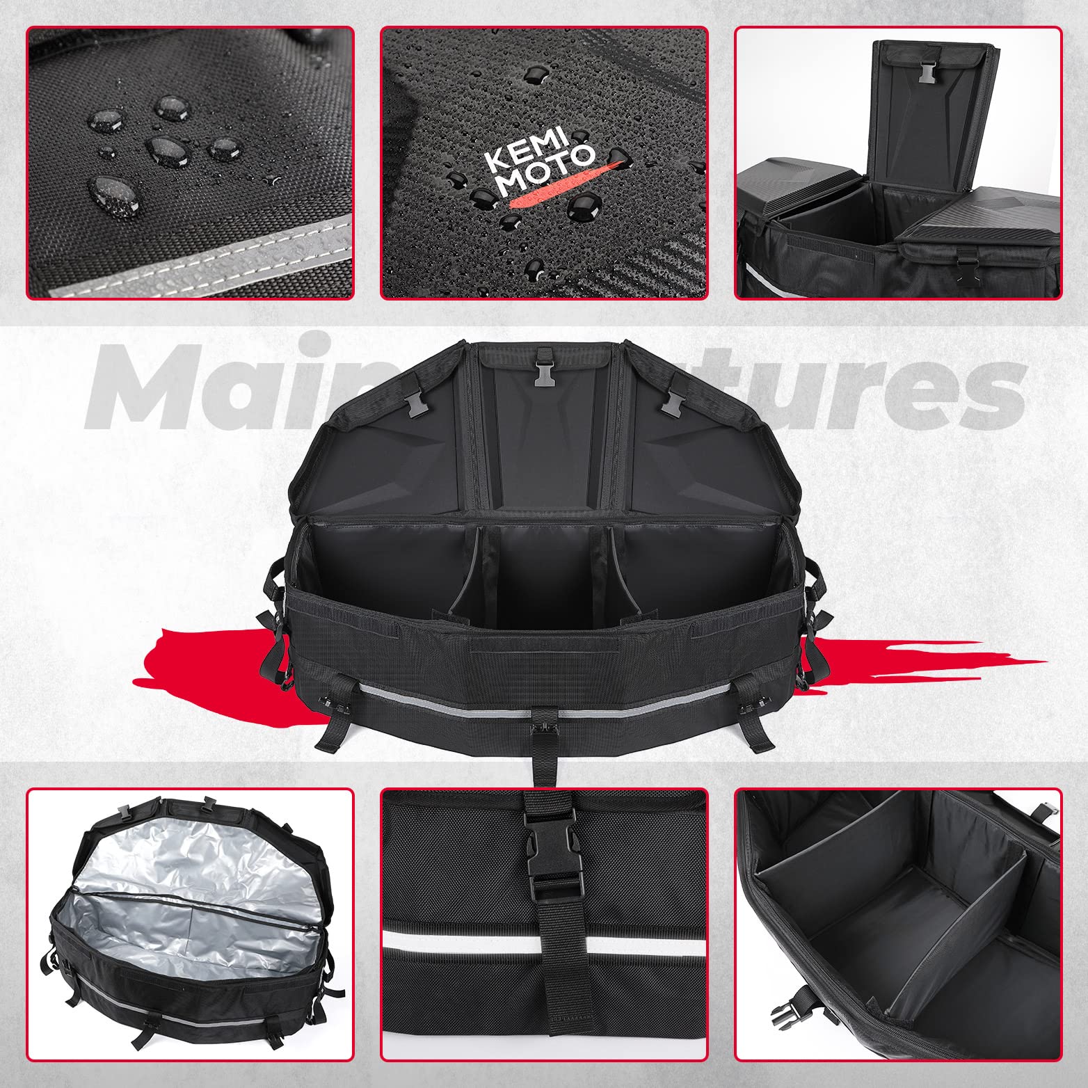 KEMIMOTO X3 Cargo Storage Bag, 50L UTV ATV Toolbox, Black, Compatible with Can-Am Maverick X3, Model KM1B0113-17517-CM-M