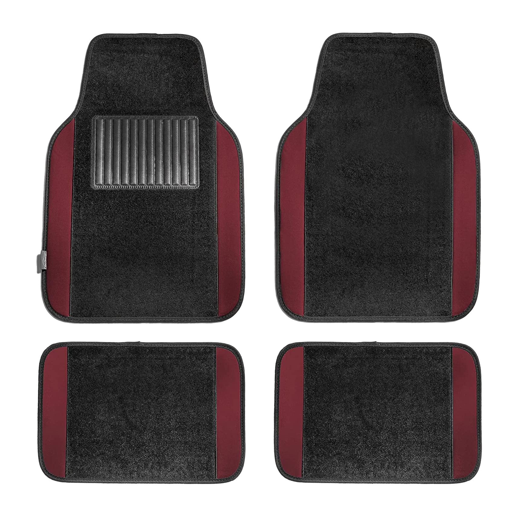 Fh Group Universal Fit Premium Carpet Automotive Floor Mats Fits Most Cars, Suvs, And Trucks With Driver Heel Pad, Full Set Burg