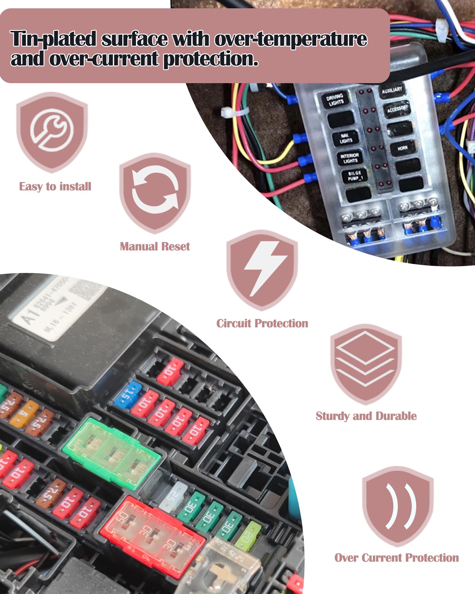 Nerites 3A Resettable Blade Fuse - Manual Reset Automotive Circuit Breaker, Brown, 32VDC, Ideal for Boats, Trucks, SUVs, Motorcycles