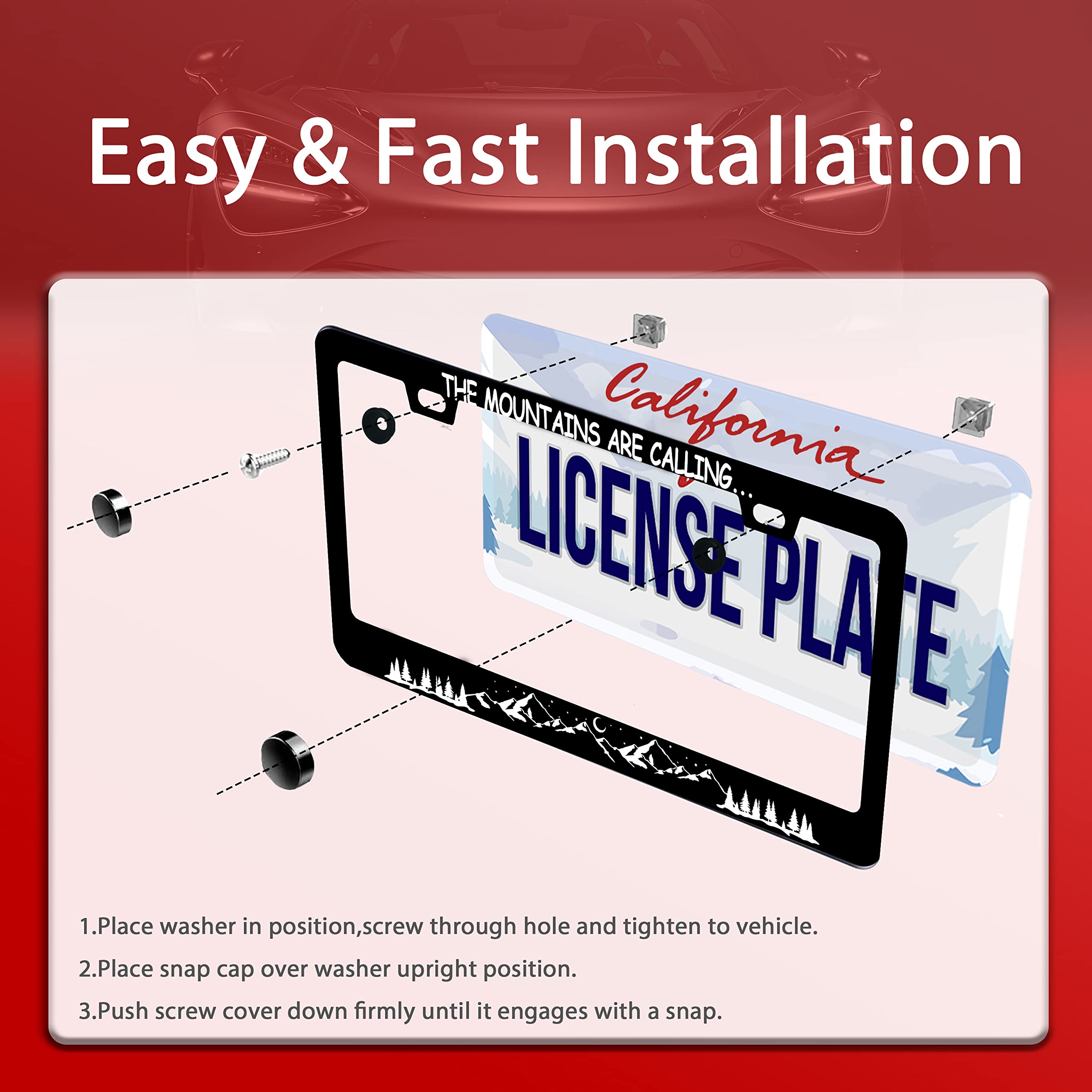 Mountains Are Calling License Plate Frame Mountains License Plate Funny Personalized For Car Accessories Stainless Steel License
