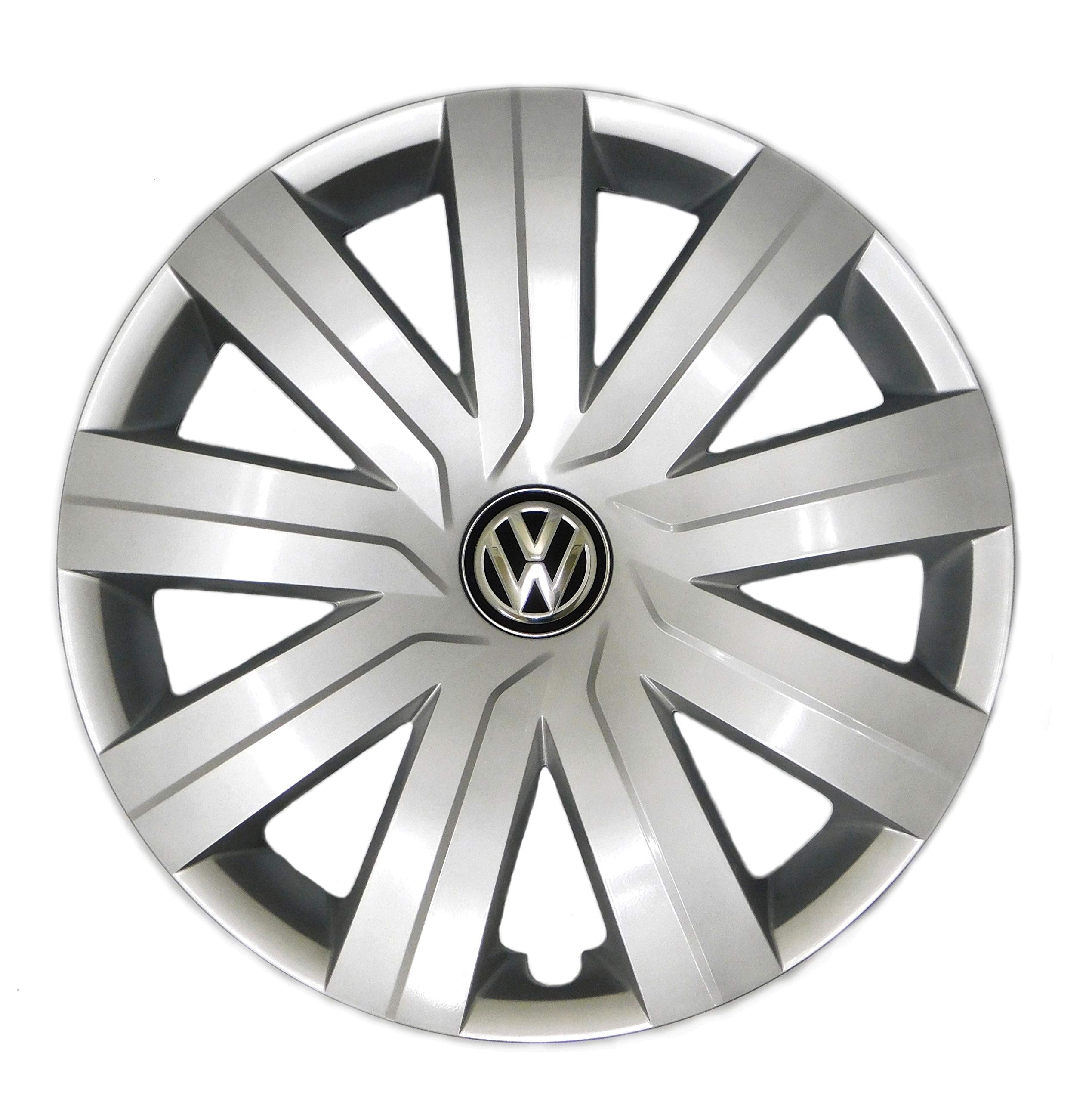 Volkswagen Genuine 9-Spoke Hub Cap Wheel Cover, 15-inch, Silver, Model 5C0601147DQLV