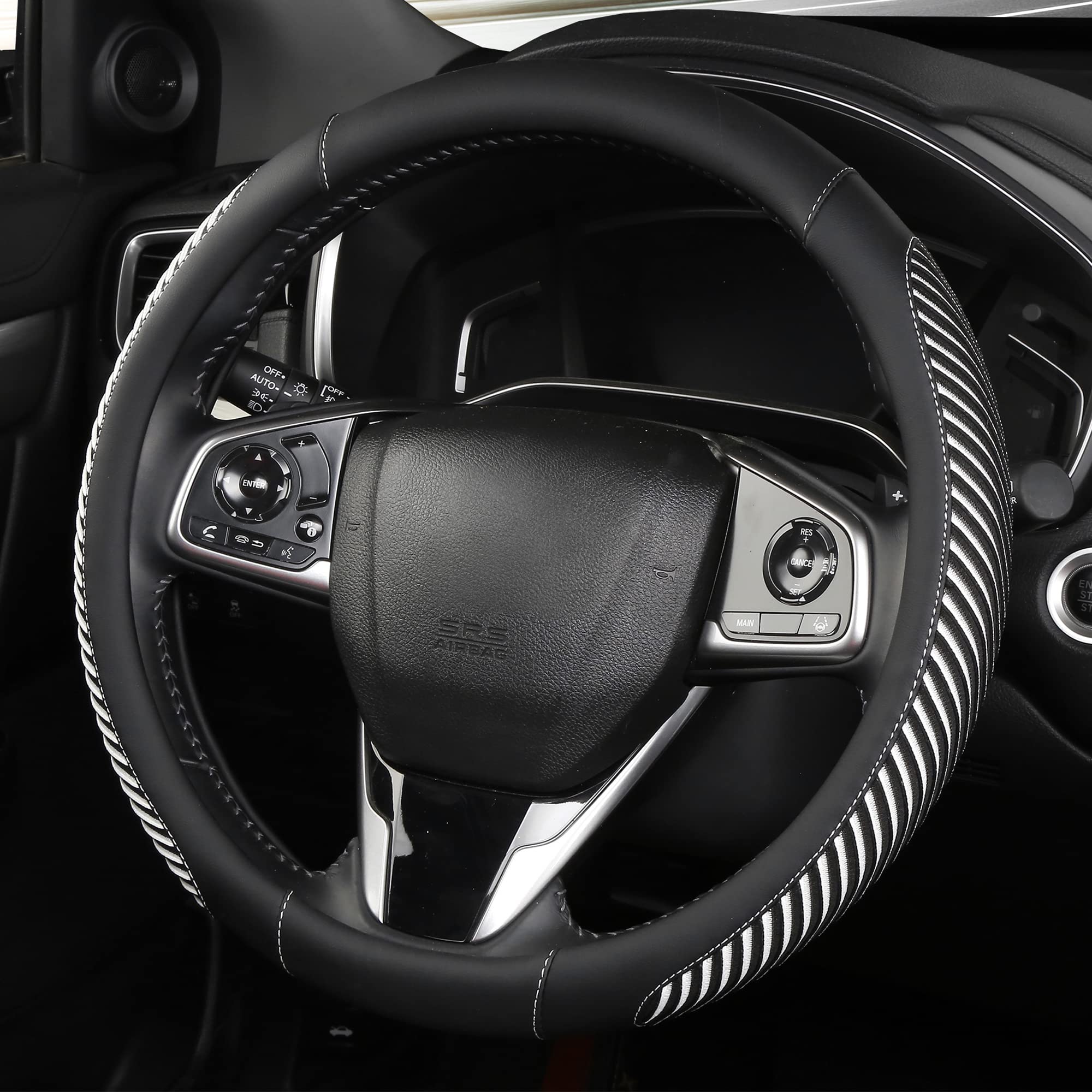 Bokin Auto Car Steering Wheel Cover For Men And Women, Universal 14.5-15 Inches,Microfiber Leather, Breathable Ice Silk, Anti-Sl