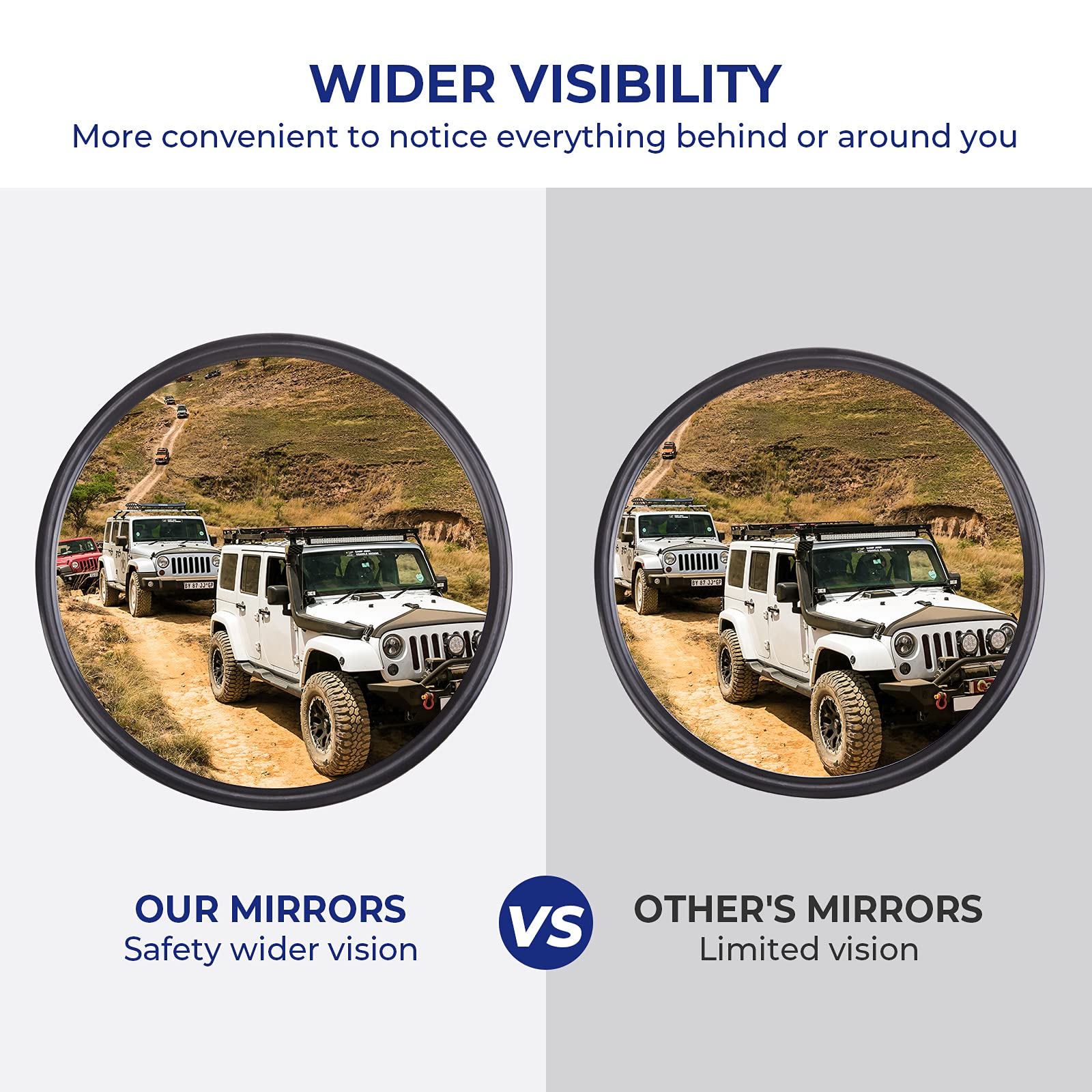 QMPARTS Upgraded Mirrors Doors Off Compatible with JK JKU TJ, Round Wrangler Side Mirrors Doorless Mirrors for Safe Doors off Dr