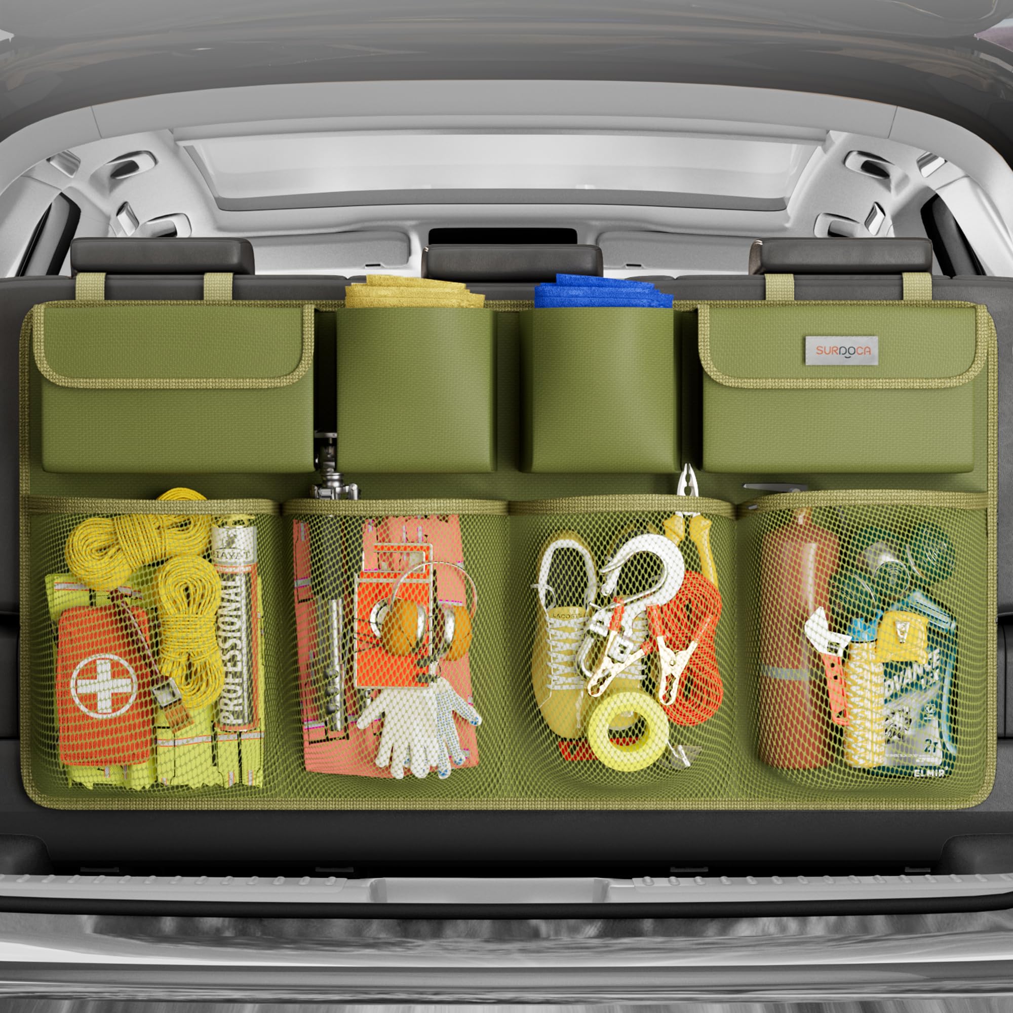 Surdoca Hanging Trunk Organizer For Suv, [Upgraded 7 Times] Car Organizers And Storage, Car Accessories Interior, Space Saving E