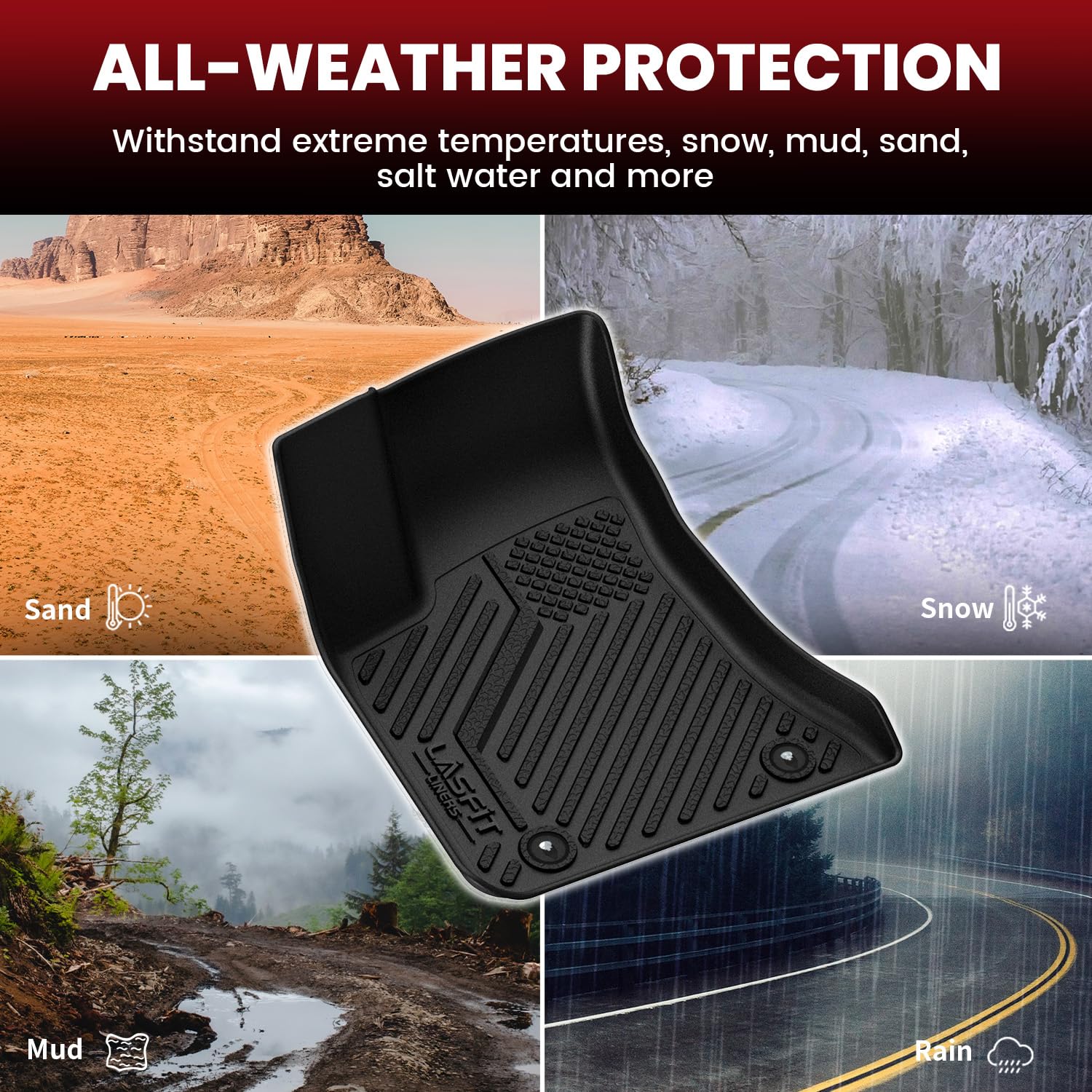 Lasfit Floor Mats & Trunk Mat For Dodge Charger 2011-2023 Rwd, For Chrysler 300 2011-2023 Rwd Without Subwoofer, All Weather Tpe