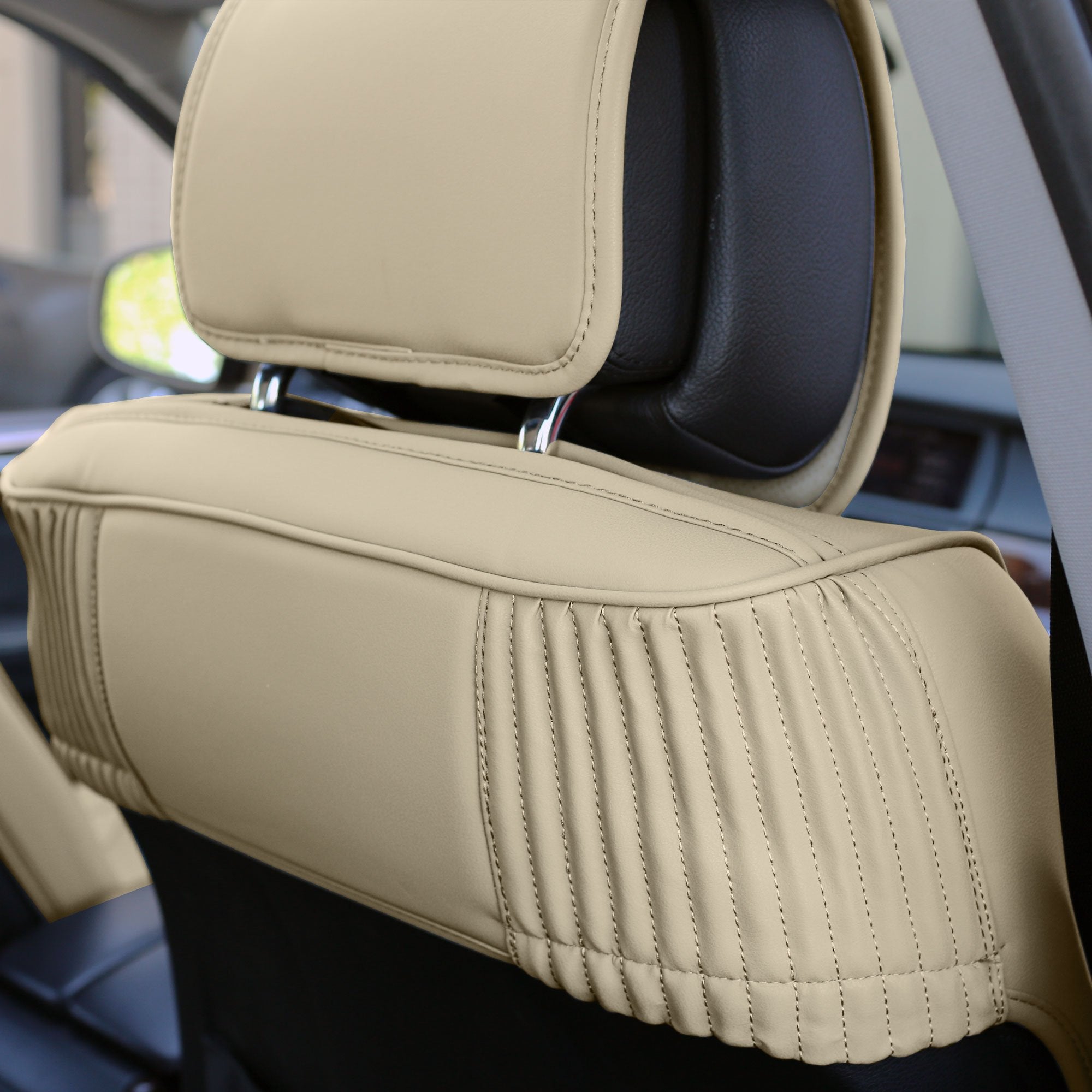 Fh Group Ultra Comfort Highest Grade Faux Leather Full Set Cushion Pads Car Seat Covers For Front And Rear- Fit Most Car, Truck,