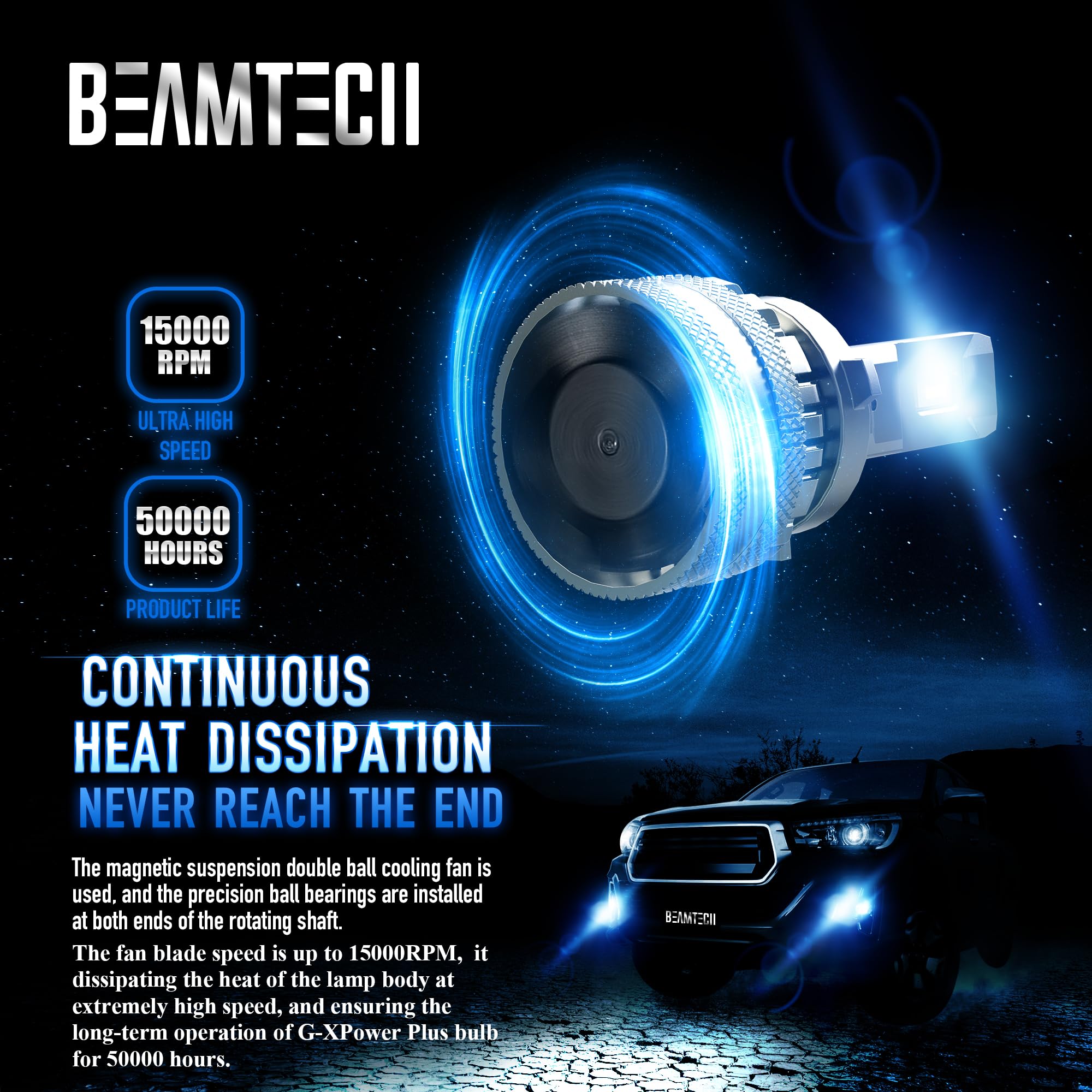 Beamtech H11/H8/H9 Bulbs, G-Xp Chips Canbus Ready 600% Brighter High Power 6500K Xenon White 360 Degree Lighting Plug N Play Fog