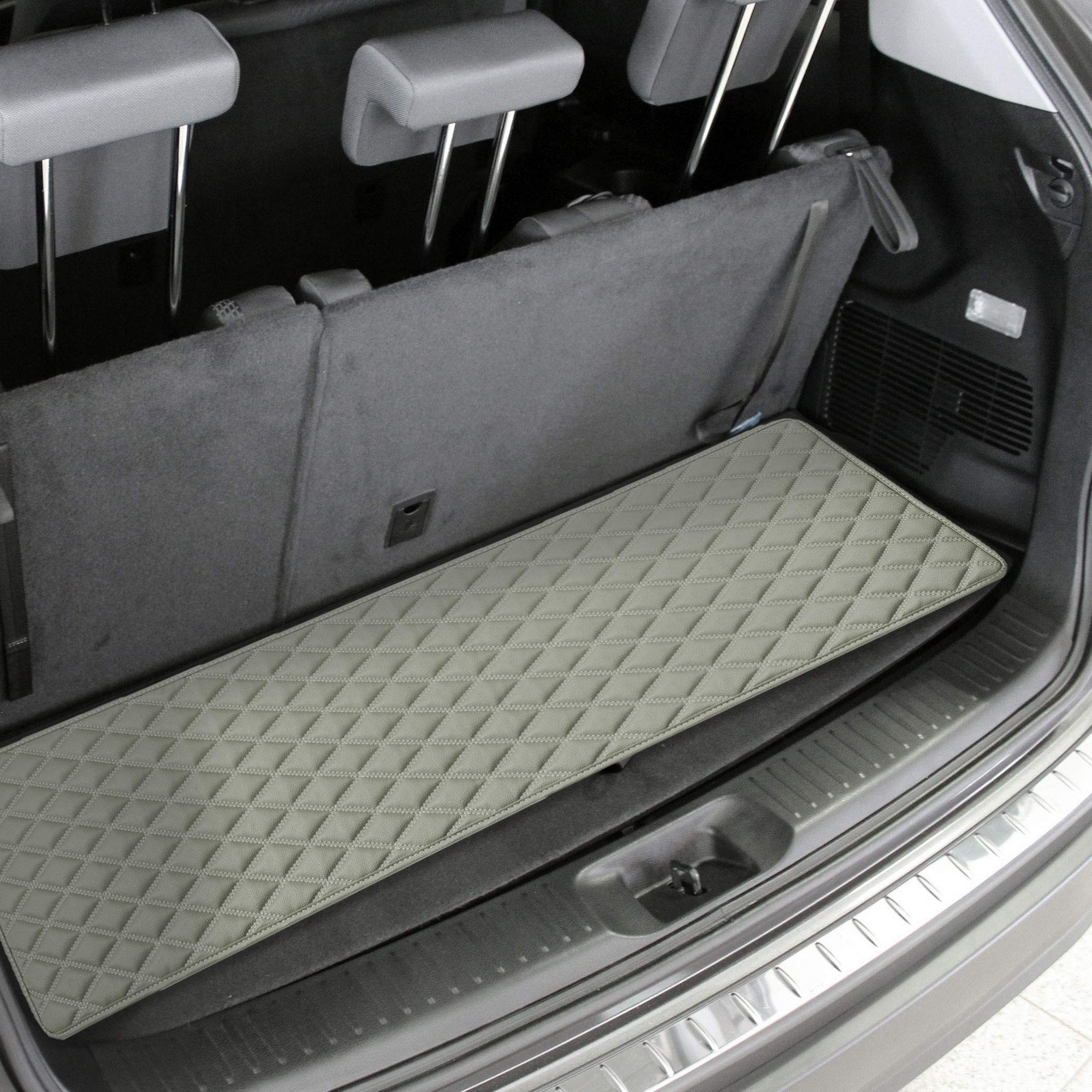 Fh Group F16501 Deluxe Heavy-Duty Faux Leather Multi-Purpose Cargo Liner, Diamond, 14   , Gray Color W. Gift- Fit Most Car, Truc