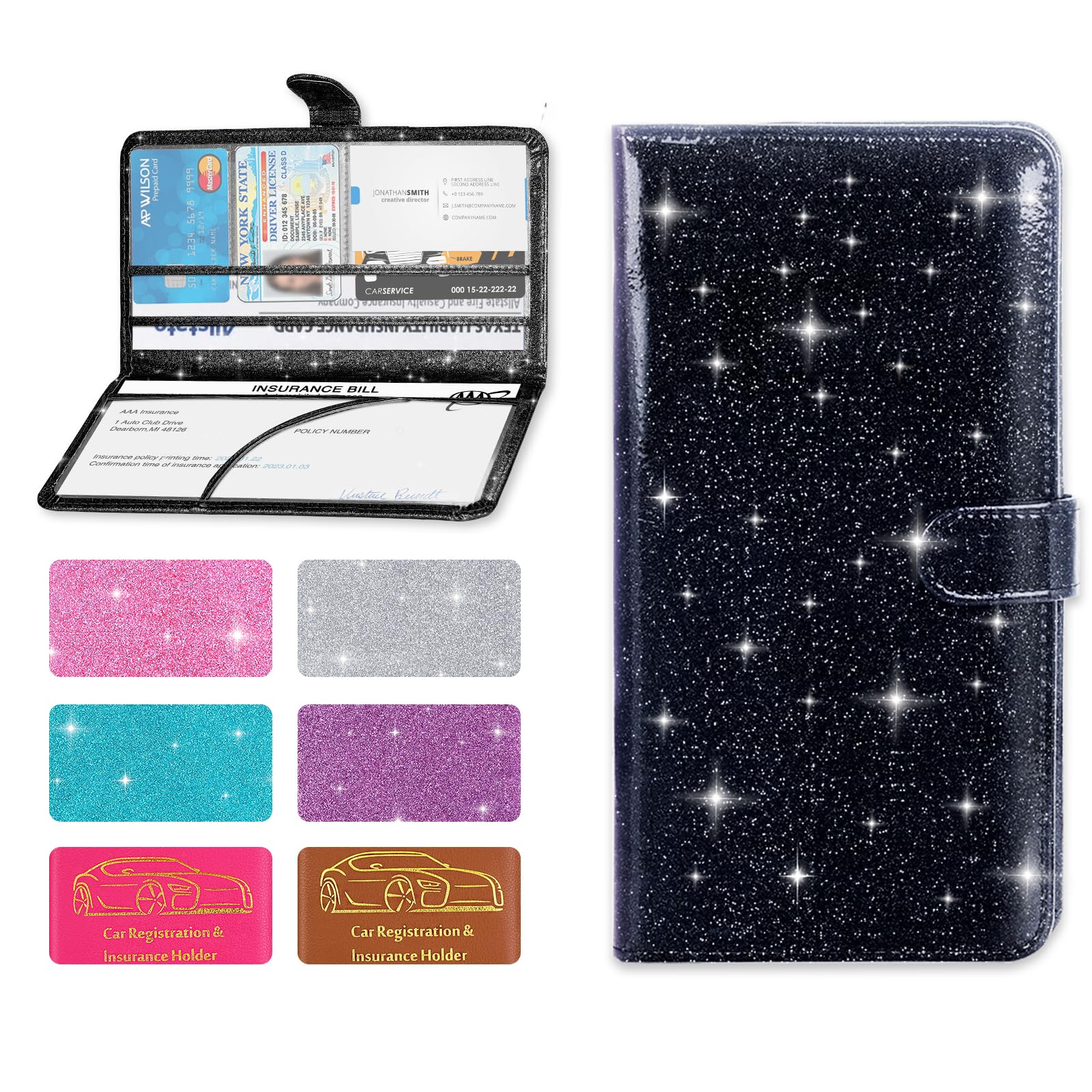 Weishenghuo Car Registration And Insurance Card Holder, Car Document Holder For Cards, Driver Vehicle License Document Glove Box