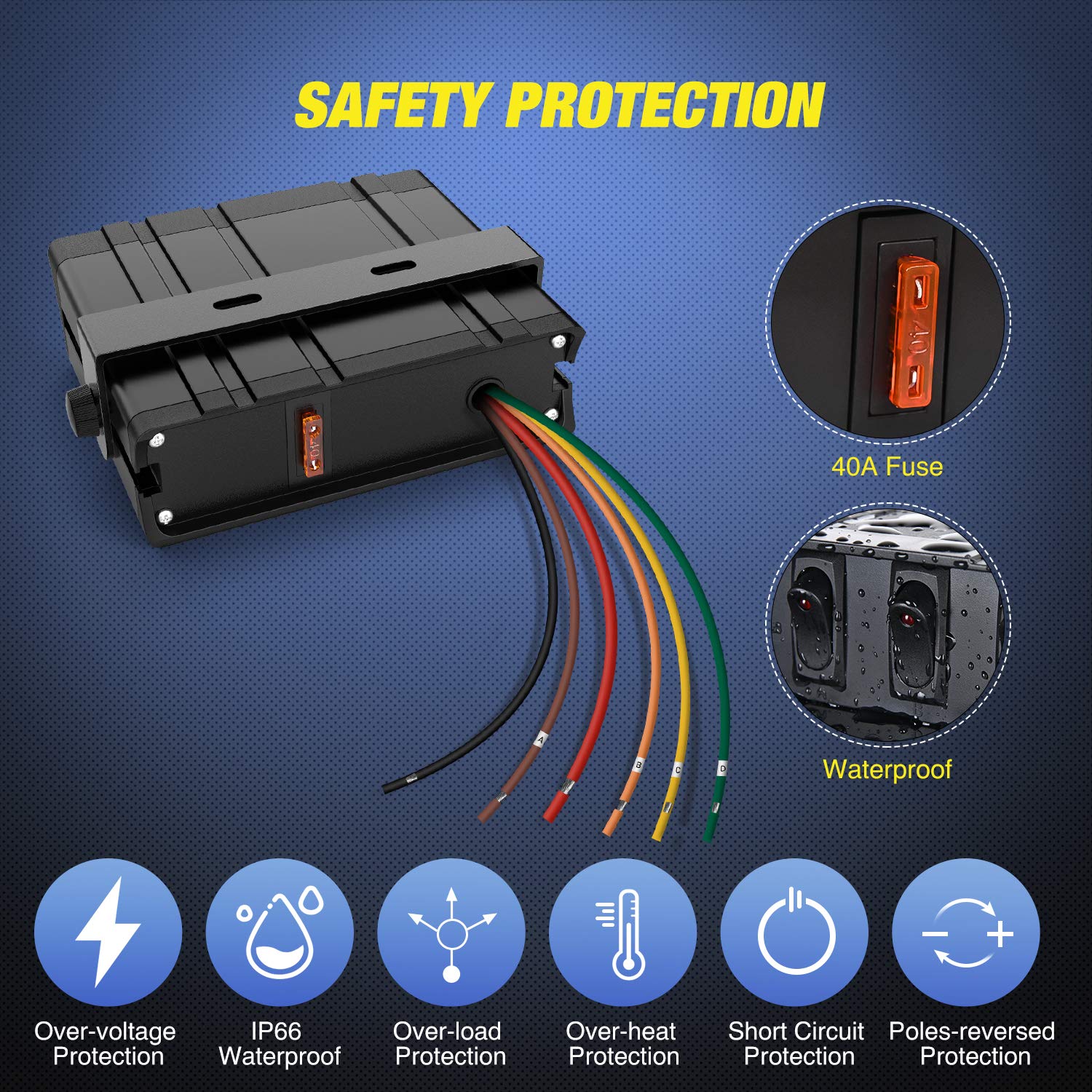 Nilight 4 Gang Rocker Switch Box SPST Toggle Switch Panel 12V 24V 20A Switch Panel 40Amp Max for Automotive Cars Vehicles Boats