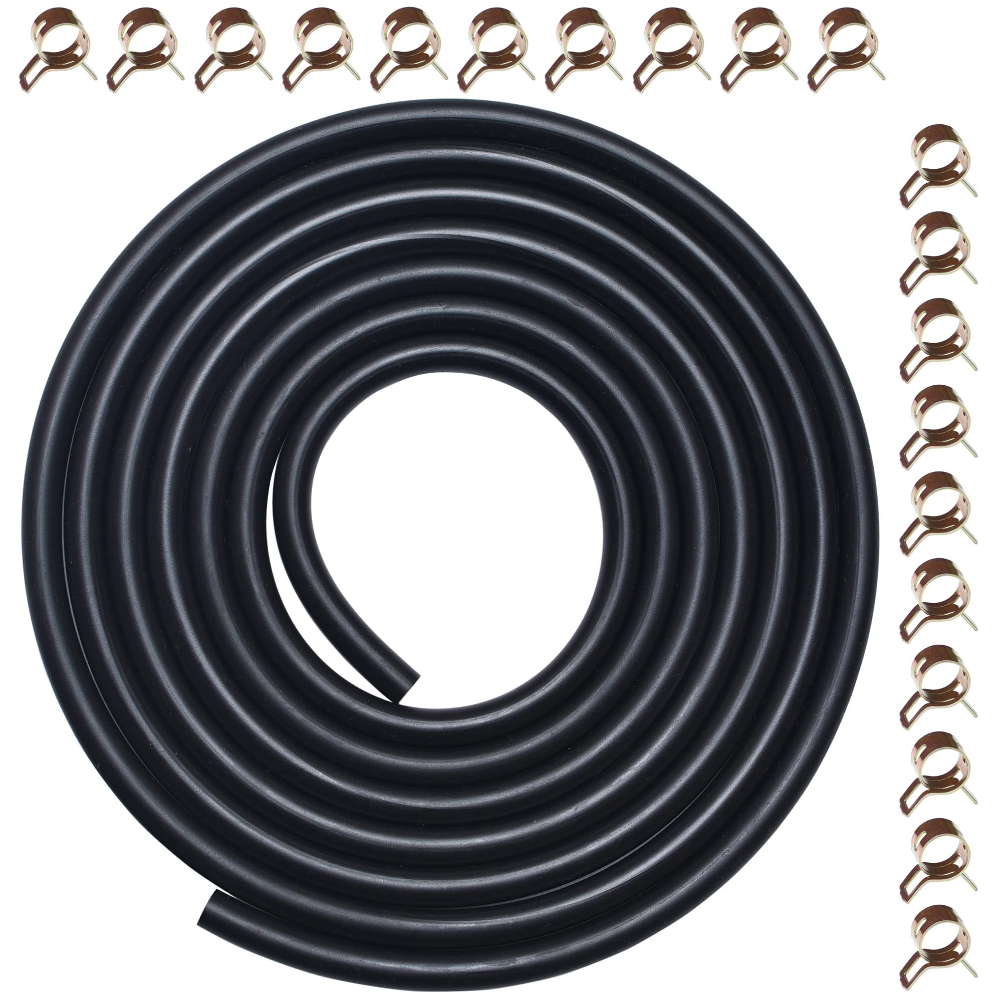 10 Feet 5/16 Inch ID Fuel Line with 20pcs Hose Clamps for Kawasaki Kohler Briggs & Stratton Small Engines Mini Bike ATV Mowing M
