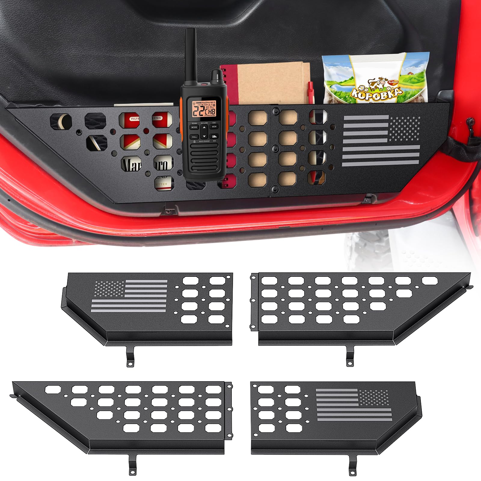 DIAMOOKY Metal Front Door Pocket Storage Box for Jeep Wrangler JL JLU 4XE 2018-2025 & Gladiator JT 2020-2022 2023 2024 2025 Acce