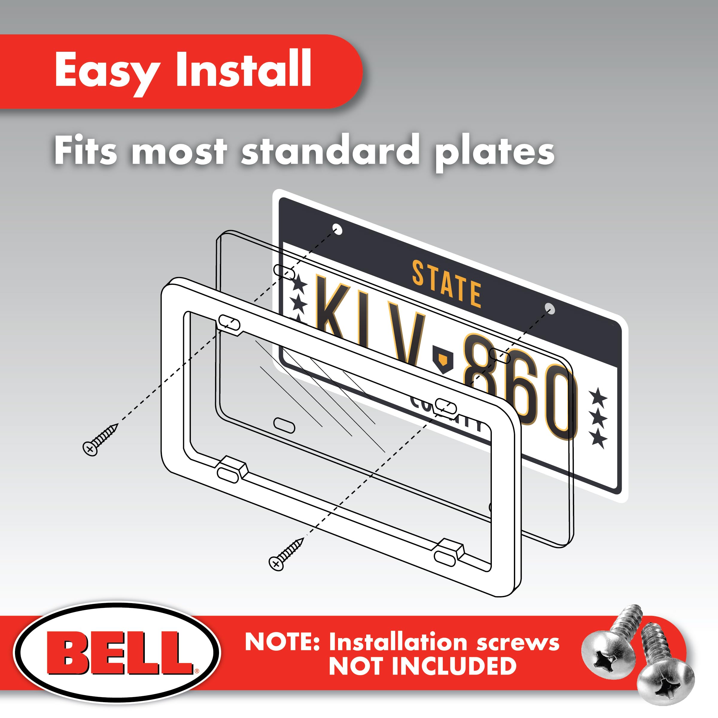 Bell Automotive 22-1-45601-8 Universal License Plate Frame with Clear Cover, Black, 12 x 6 inches