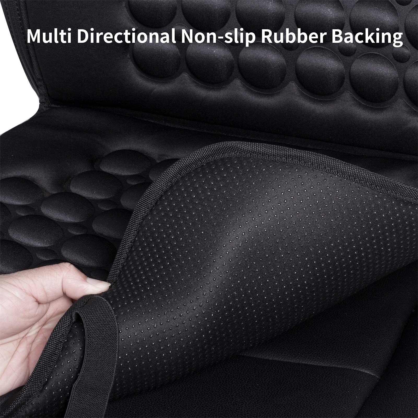 FREMONT AUTO Car Seat Cover - Breathable Polyester, Massage Magnet Bubble, Adjustable, Black, Model 541006, Airbag Compatible