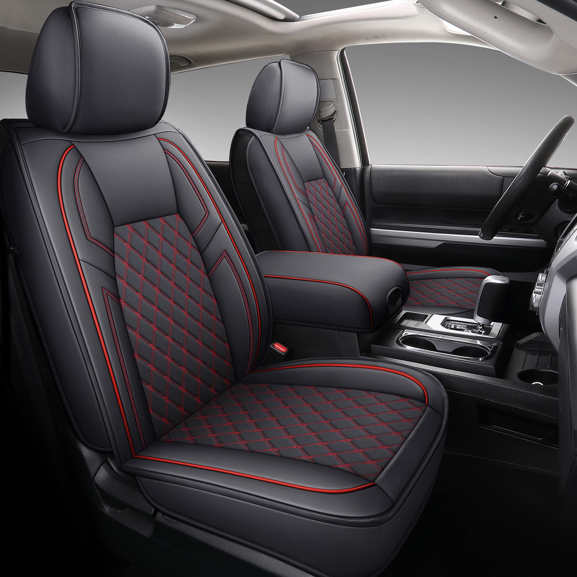 Coverado Tundra Seat Covers Full Set, Leather Car Seat Covers For Trucks, Automotive Seat Covers Protector Custom Fit 2007-2021