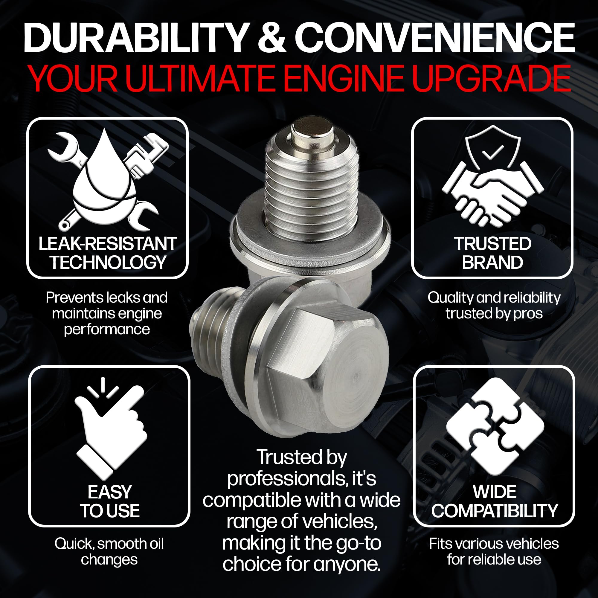 Votex - Made In USA - M14 x 1.5MM Magnetic Engine Oil Drain Plug fits Acura, Audi, Chevrolet, Chrysler, Dodge, Fiat, Ford, Honda