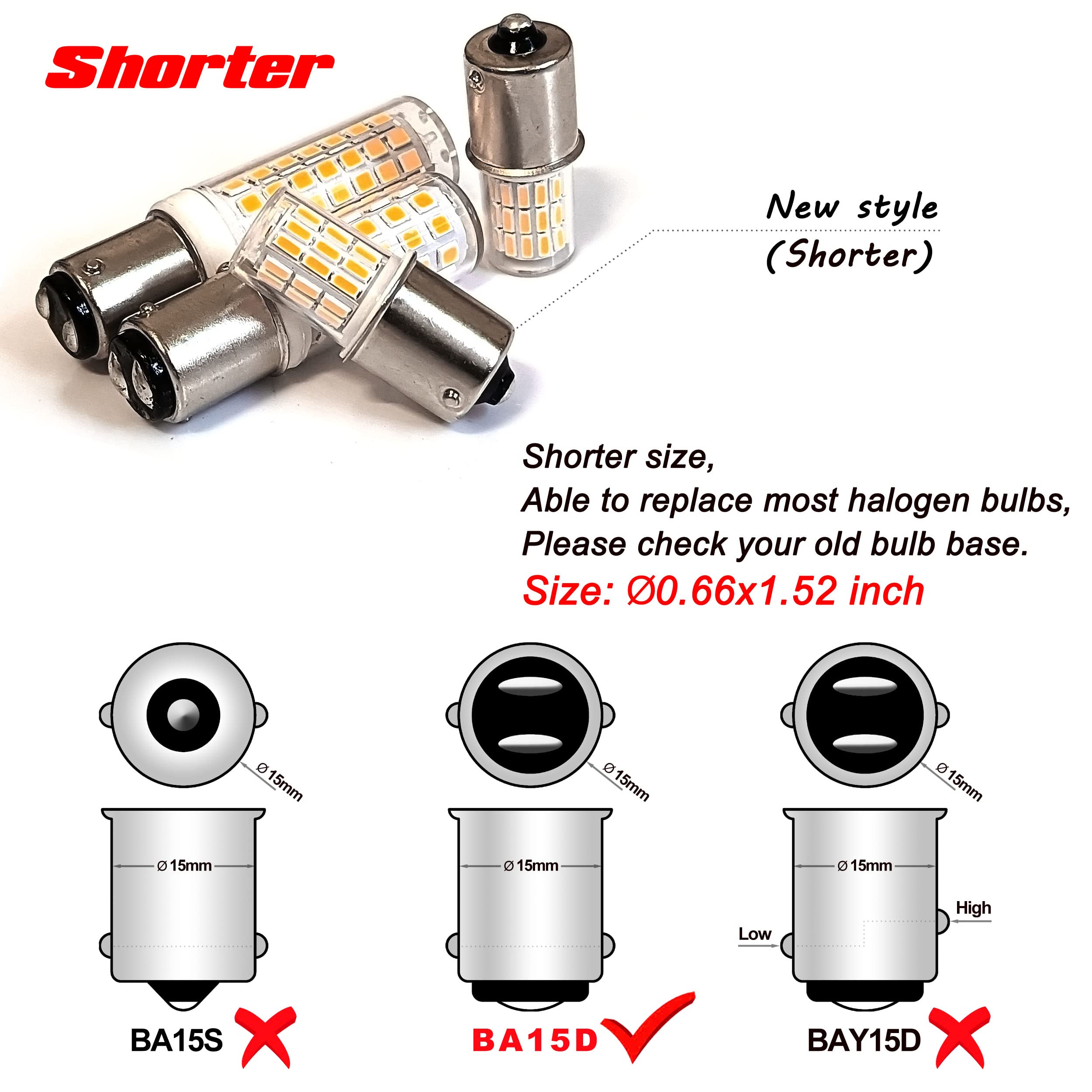 Ziomitus BA15D LED RV Camper Light Bulbs, 12V, 2700K Warm White, Plastic, 0.66*1.52in, Double Contact Base,