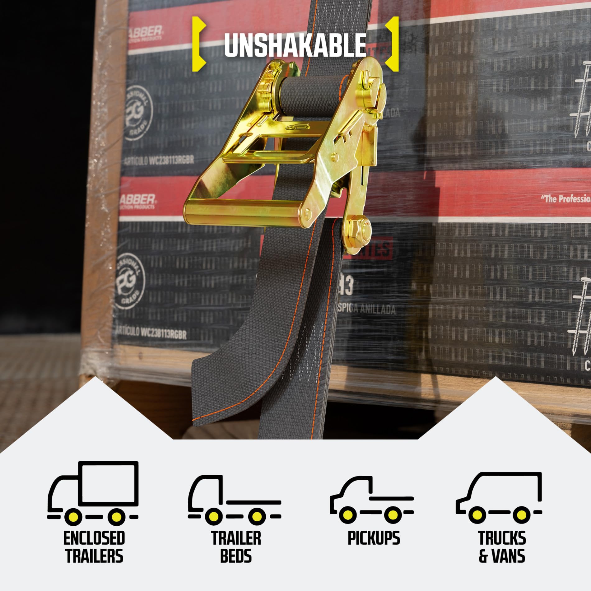 Dc Cargo Mall E Track Ratchet Straps Cargo Tie-Downs, (Pack Of 8) 2 X 16 Heavy Duty Grey Tie-Down Rachet Straps, Strong Ratchet