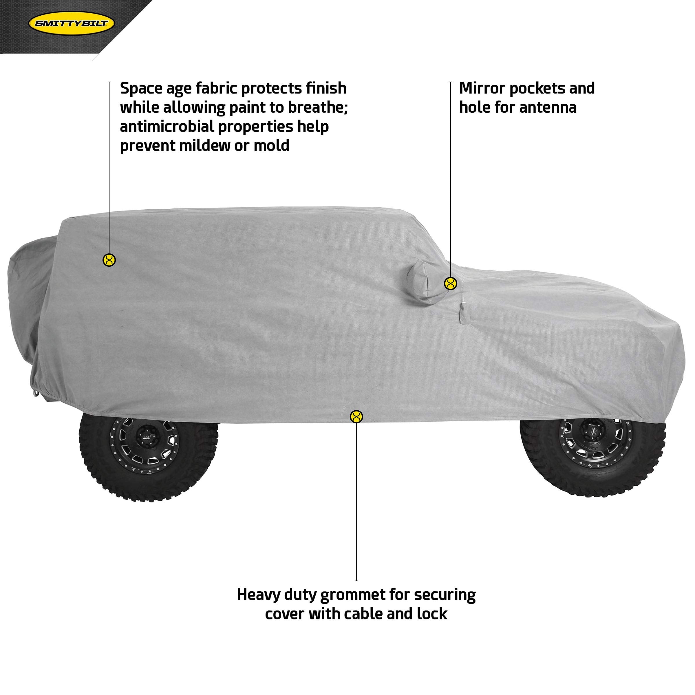 Smittybilt JL Full Cover Gray - Model 845, Polypropylene, Size 8.5 B(M) US, Black