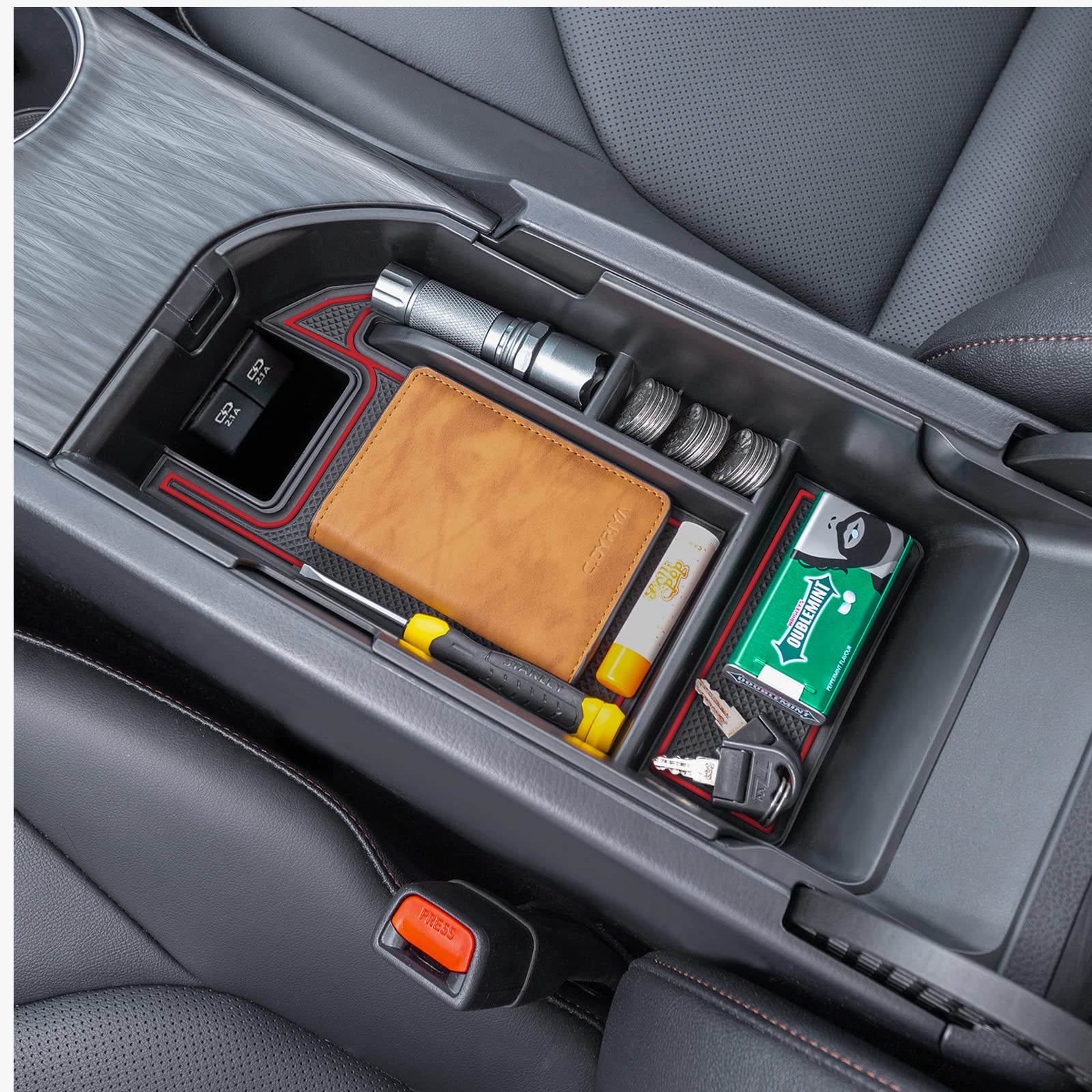 Topinstall Red Center Console Organizer Compatible With 2018-2023 2024 Toyota Camry Xle Xse And 2020-2024 Camry Le Se With Dual