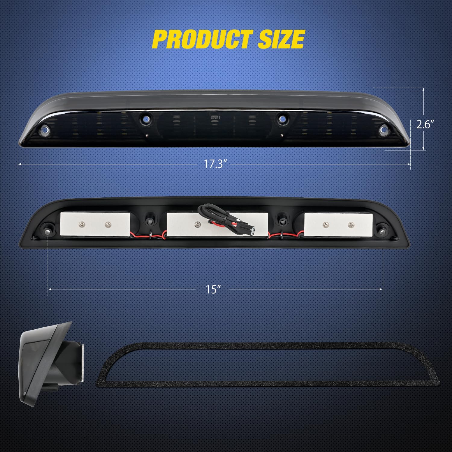 Nilight Third Brake Light Tail High Mount 3Rd Stop Cargo Reverse Lights Smoked Lens Compatible With Ford F150 2015 2016 2017 201