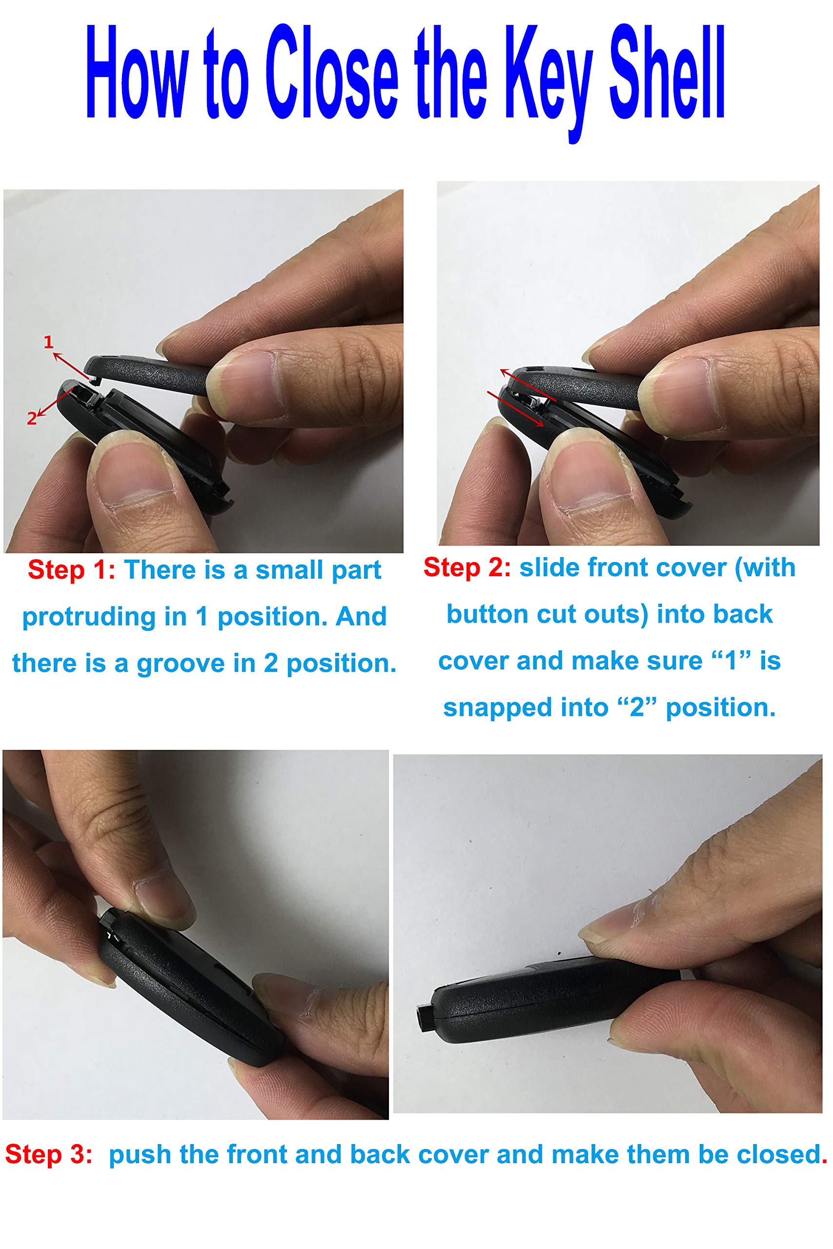 2 Pcs Replacement Key Fob Case Shell Fit for Honda Accord Ridgeline Civic CR-V Remote Key Fob Cover Cutting NOT Required