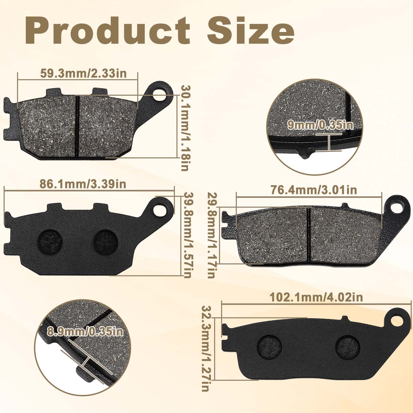 ZICOO Front and Rear Brake Pads for Honda VTX 1300 C R S Retro, VT1100C2 VT1100 C2 Shadow 1100 Sabre, VT 1300 CX Fury, VTX 1300S