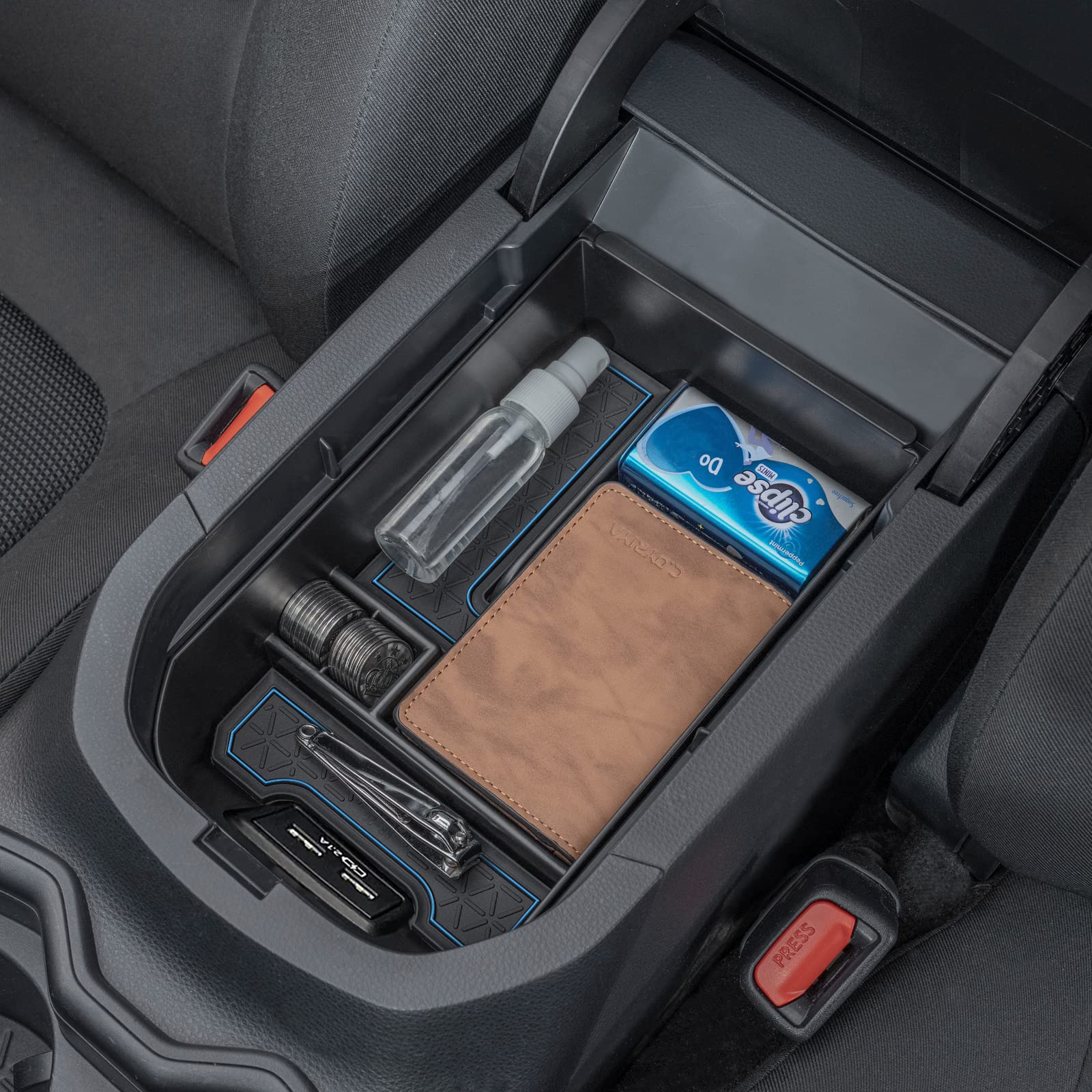 Topinstall Blue Center Console Tray Compatible With 2019-2023 2024 Toyota Rav4 Accessories, Armrest Box Organizer Insert Abs Plastic Storage Box