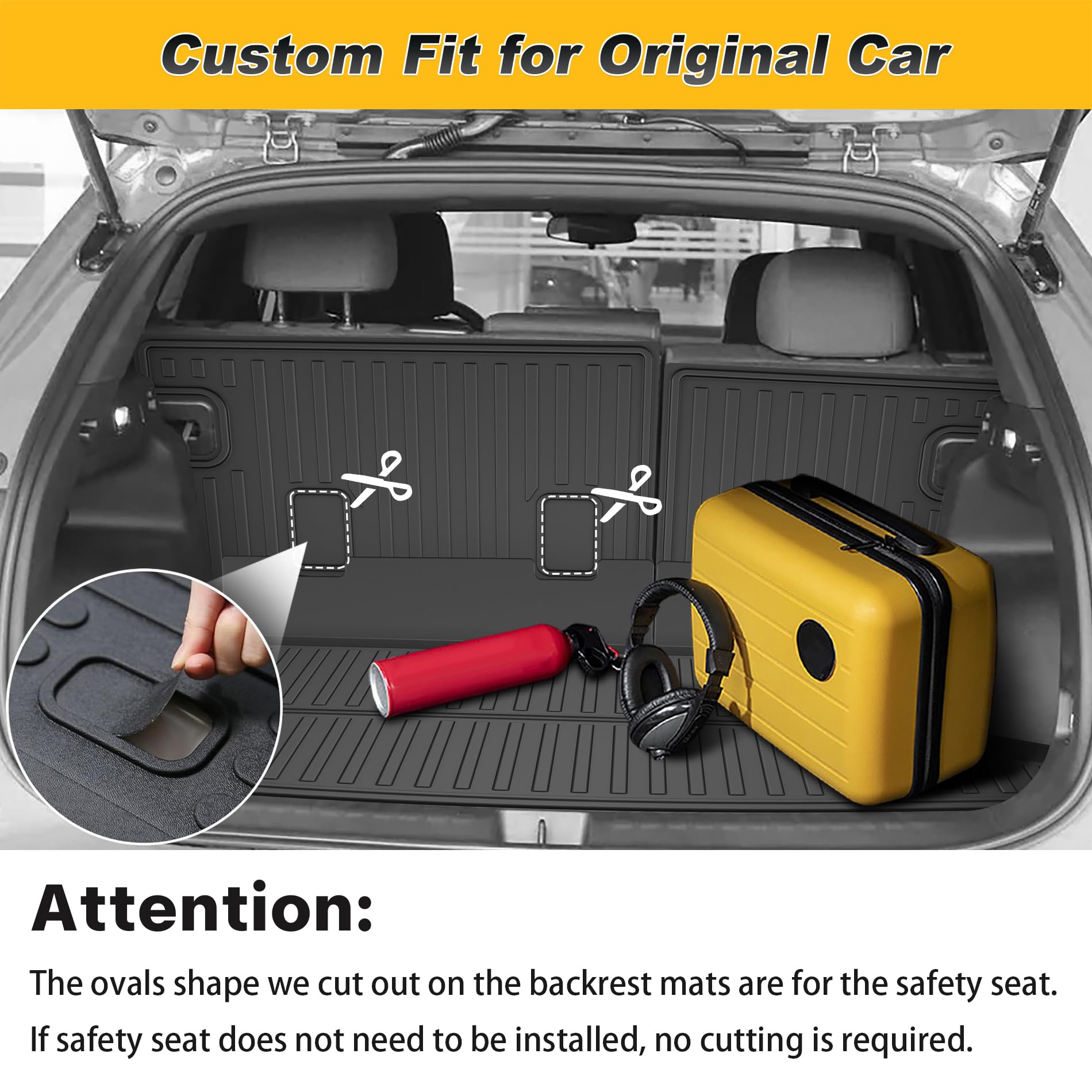 Cargo Liner & Backrest Mat Fit for Honda Prologue 2024 2025: Cargo Mat with Backrest Mat Behind 2nd Row Back Seat Protector - Al