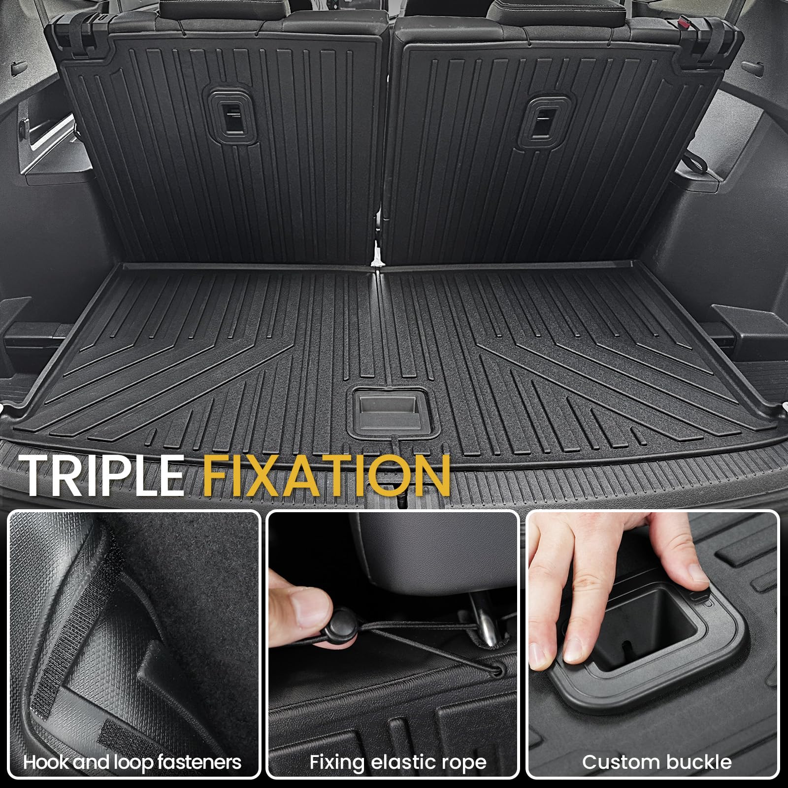 Joularise Floor Mats Cargo Mat With Backrest Mats For 2018-2025 Volkswagen Vw Atlas 7 Seats Accessories(Not Fit Cross Sport), Al