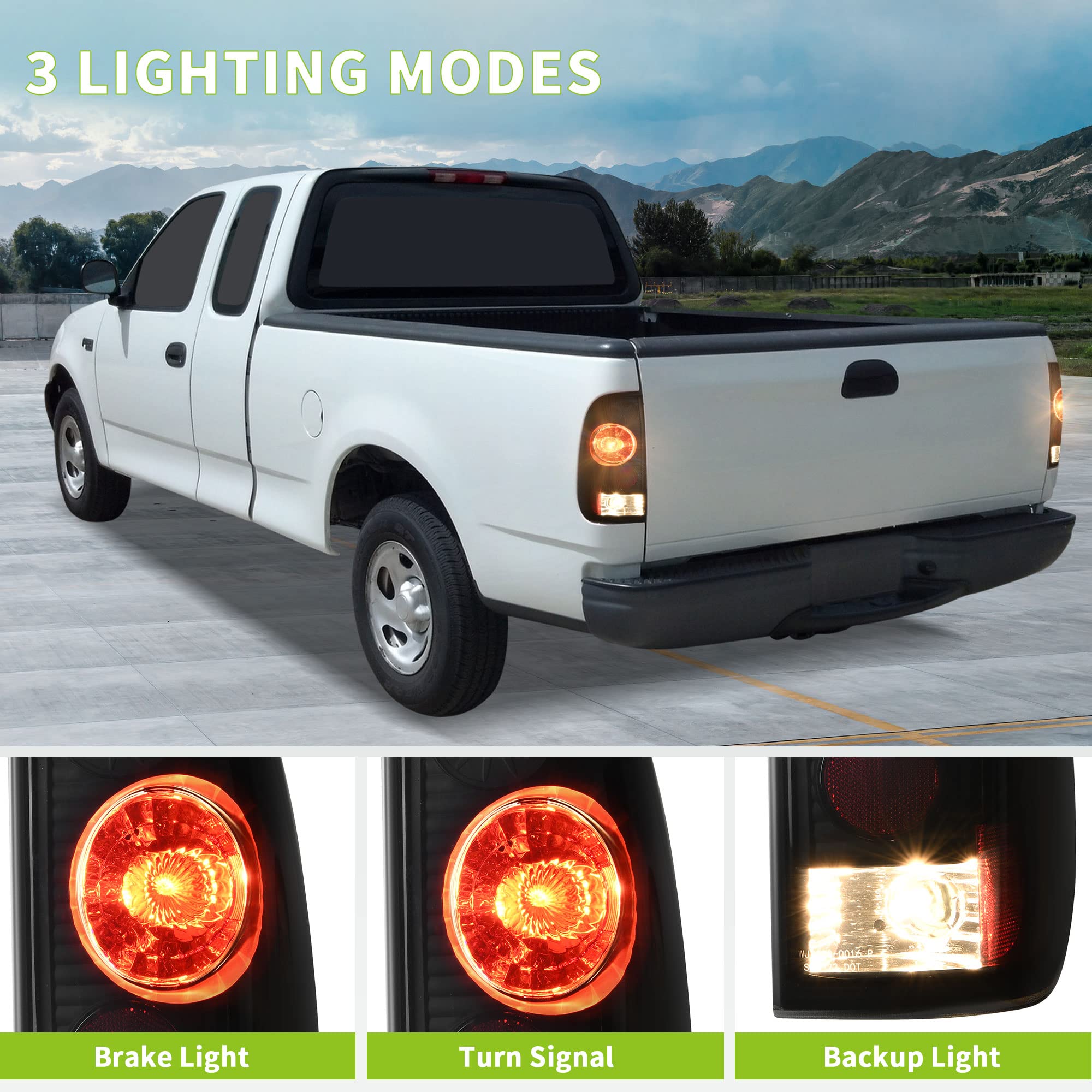 Autosaver88 Tail Lights Compatible With 1997-2003 Ford F-Series F150 (Fits Styleside Models Only), 2004 F150 Heritage, 1999-2007 Ford F-250 F-350 F-350 Super Duty Pickup Truck Smoke Lens