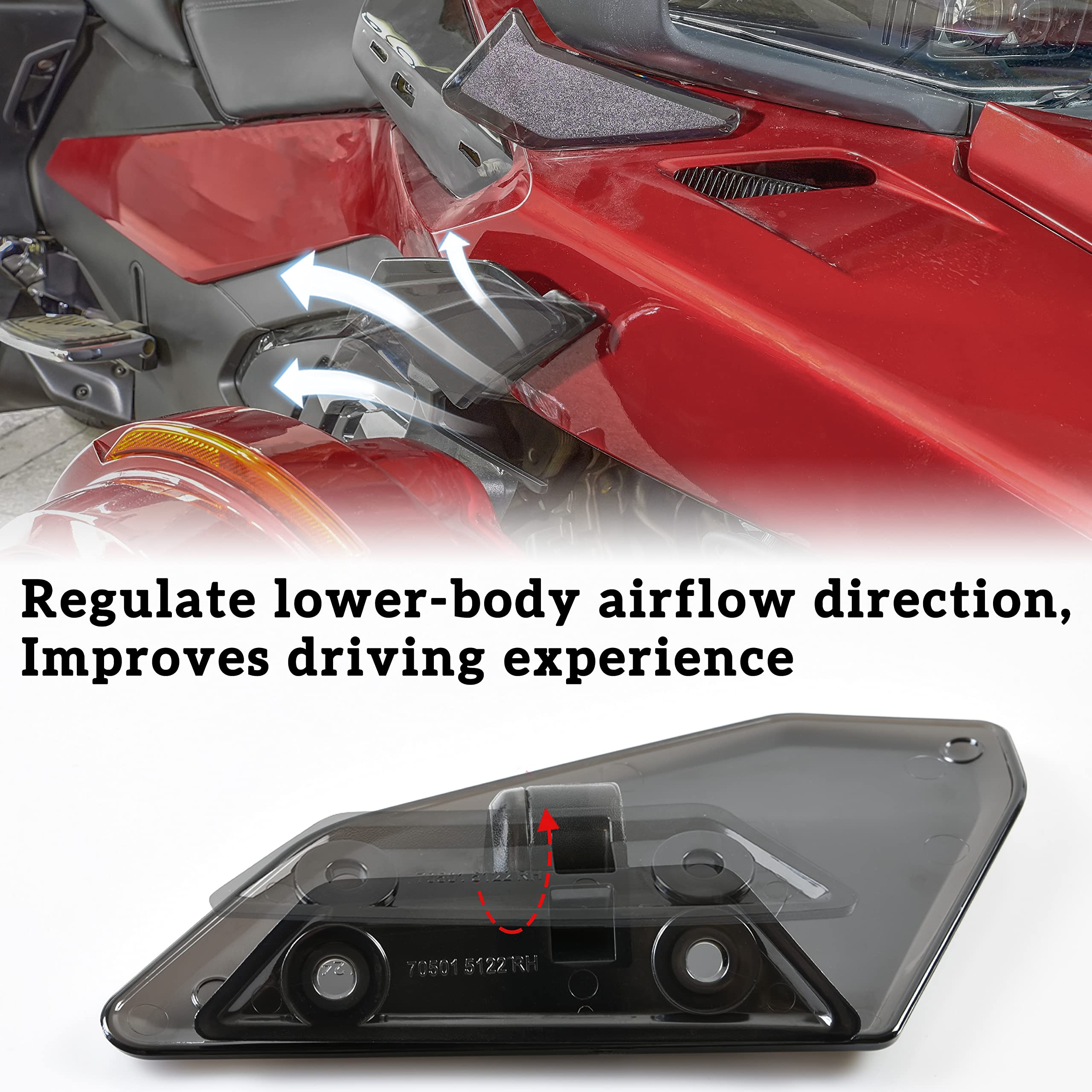 SAUTVS Adjustable Side Air Deflectors for Can Am Spyder RT 2020-2024, Windshield Wings, Plastic, 2PCS, Model ZP-YJ-030611-